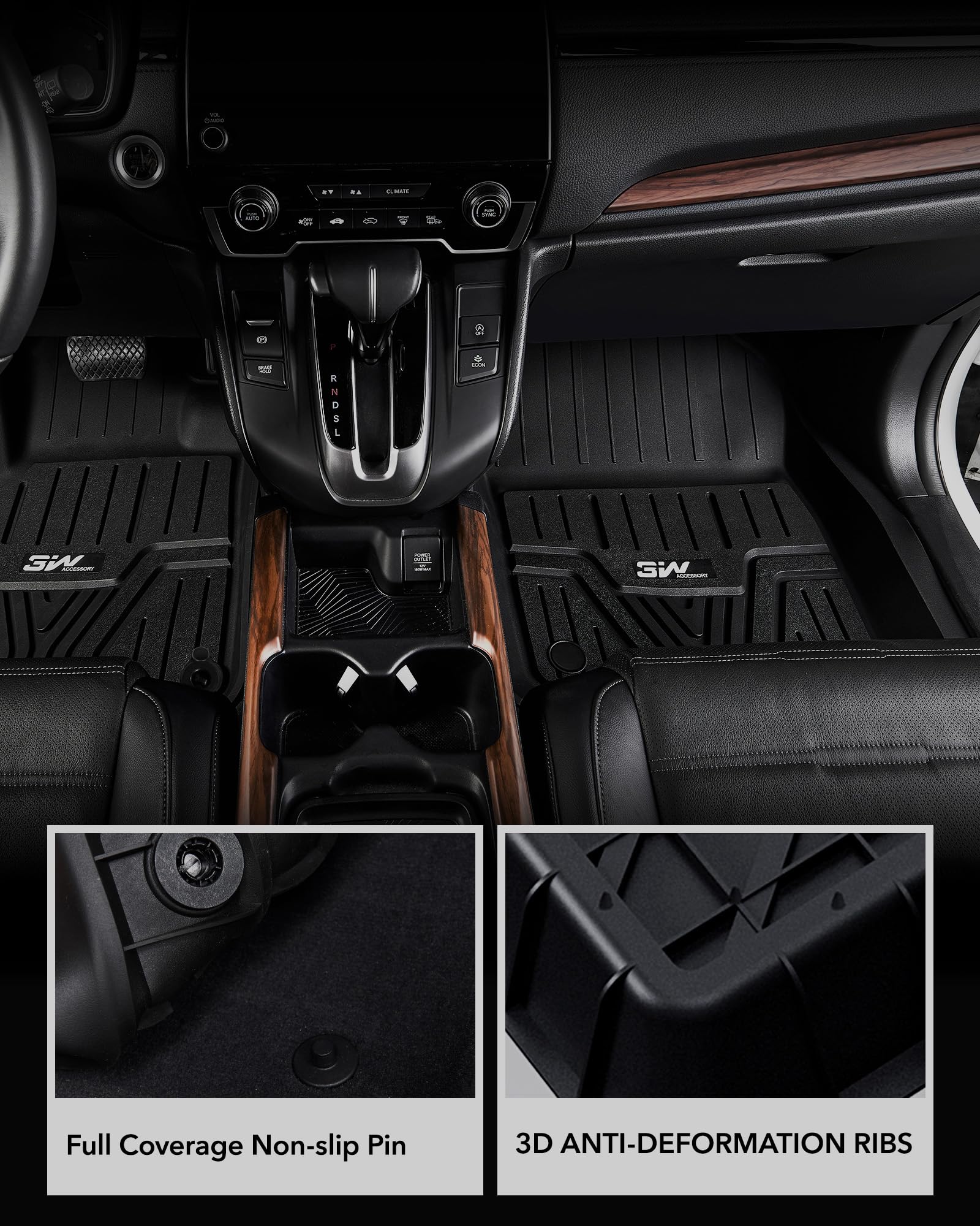 3W Floor Mats Fit For Honda Cr-V 2017-2022 (Include Hybrid) Tpe All Weather Custom Fit Floor Liner For Honda Crv 1St And 2Nd Row