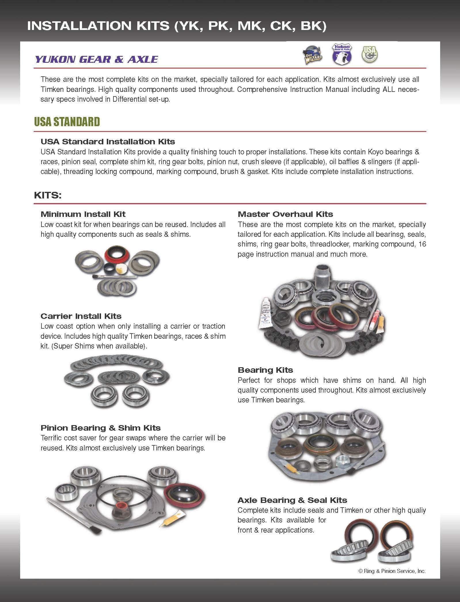 USA Standard Gear Master Overhaul Kit for '09 & Down Ford 8.8" Differential, Steel, Factory Color, Model ZK F8.8