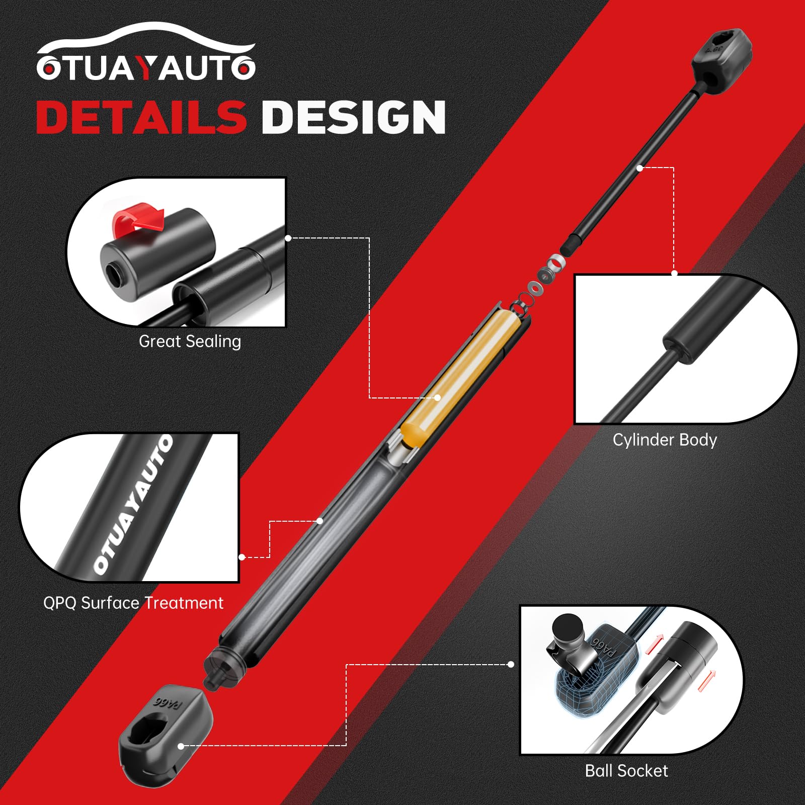Otuayauto Rear Hatch Liftgate Struts, Replacement For 2000-2004 Chevy Suburban, 95-04 Chevrolet Tahoe, 99-04 Gmc Yukon, 99-06 Ca