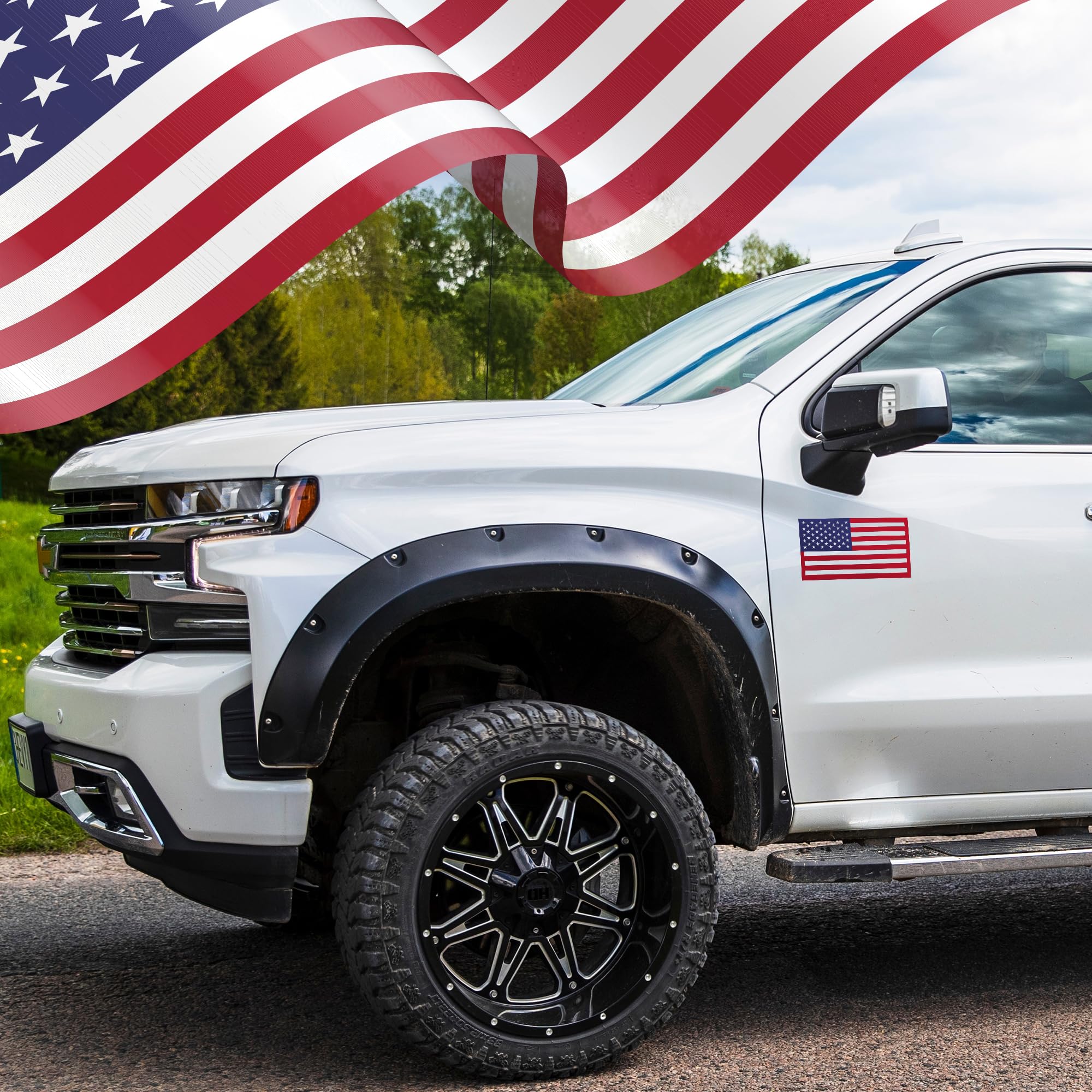 Premium American Flag Magnets For Trucks And Cars (3 Pack) + Bonus Reverse Design | Magnetic Us Flags Cut-Out | Powerful Magnet