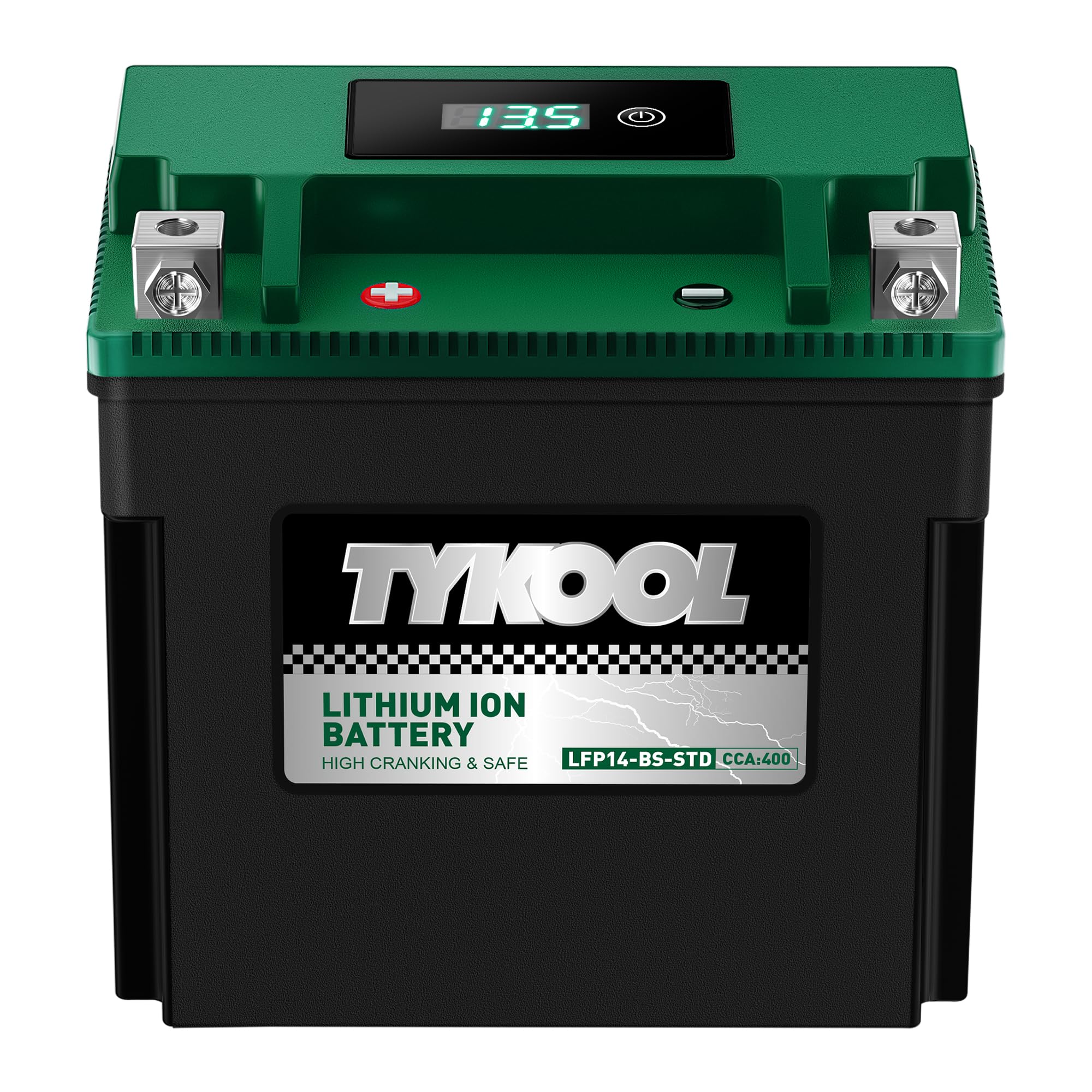 TYKOOL LFP14-BS-STD 12V Lithium Battery, Replaces YTX14-BS, 400CCA 7Ah Fits for Adventure Motorcycle Touring Scooter, Compatible