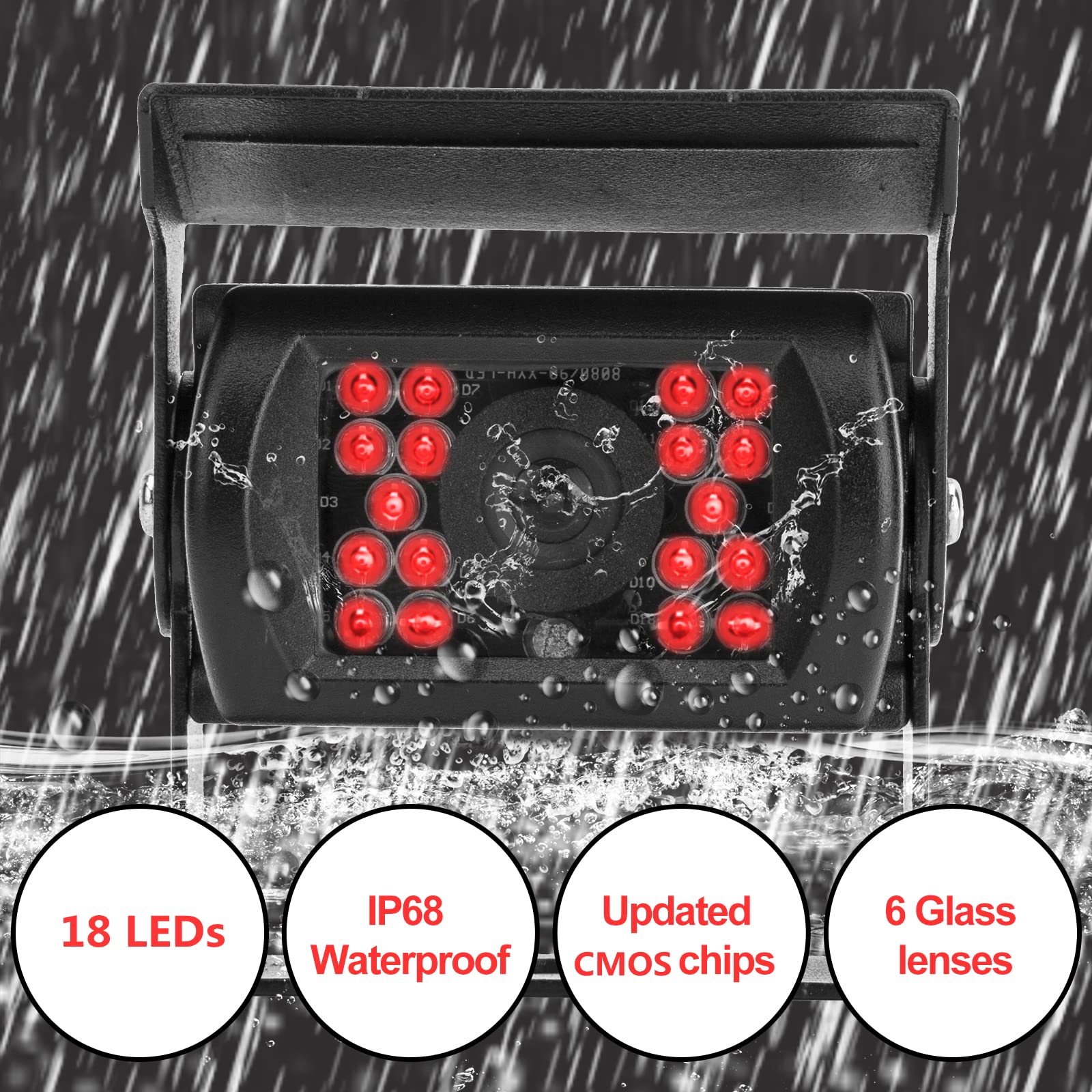 Cicmod Backup Camera For Truck Rv Trailer Camper Van Waterproof 12V 24V Rear View Camera System With 7 Inch Monitor