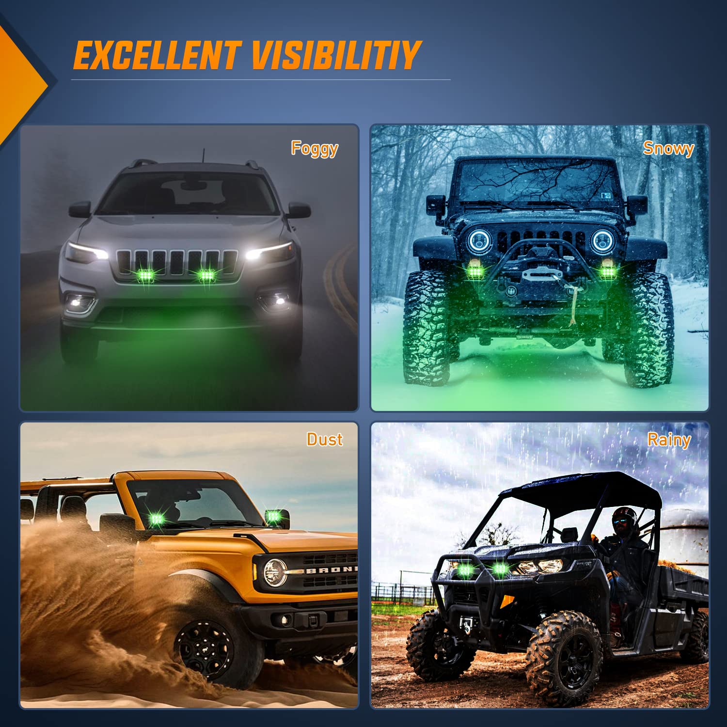 Nilight 4-Inch LED Light Pod - 18W Green Spot Fog Lights for Off-Road, UTV, Trailer, Boat - Model 60202S-G, Aluminum Construction