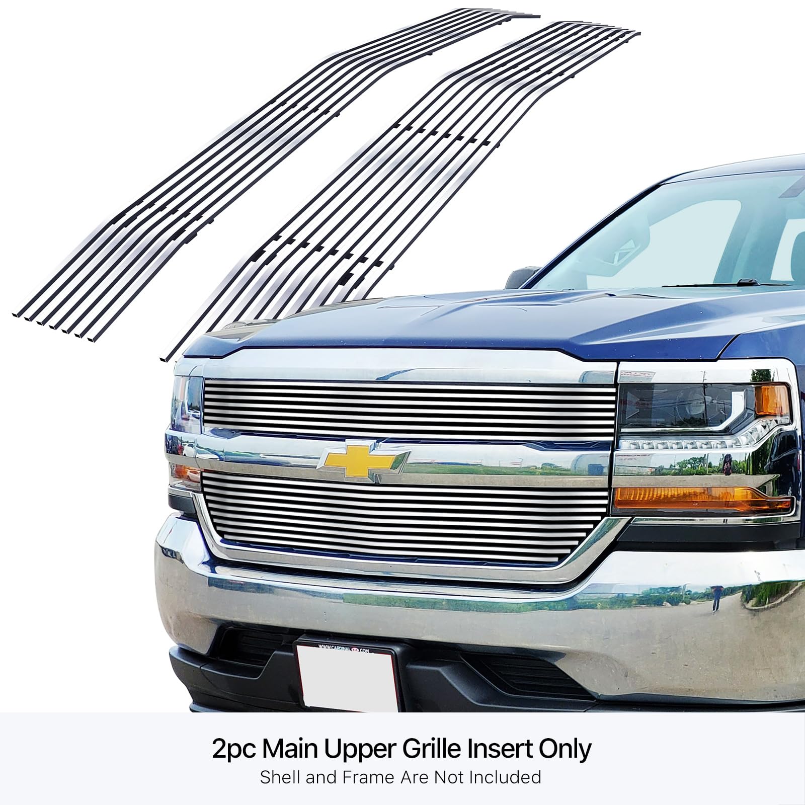 APS Chrome Stainless Steel Main Upper Billet Grille Insert C66360A for 2016-2018 Chevy Silverado 1500
