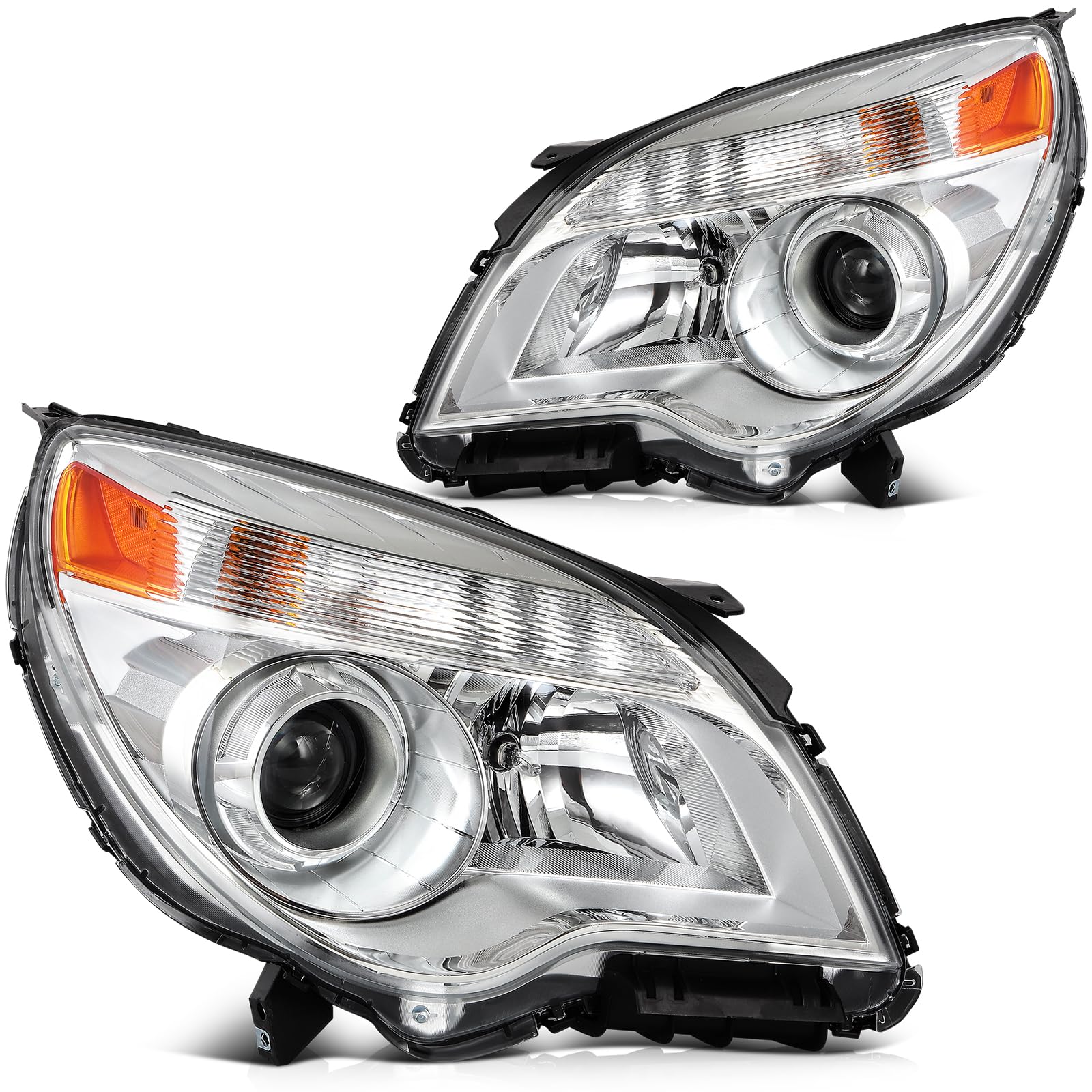 LBRST Headlight Assembly Fit 2010-2015 for Equinox Driver & Passenger Side Headlight Titanium Clear Chrome Housing 20892425 2089