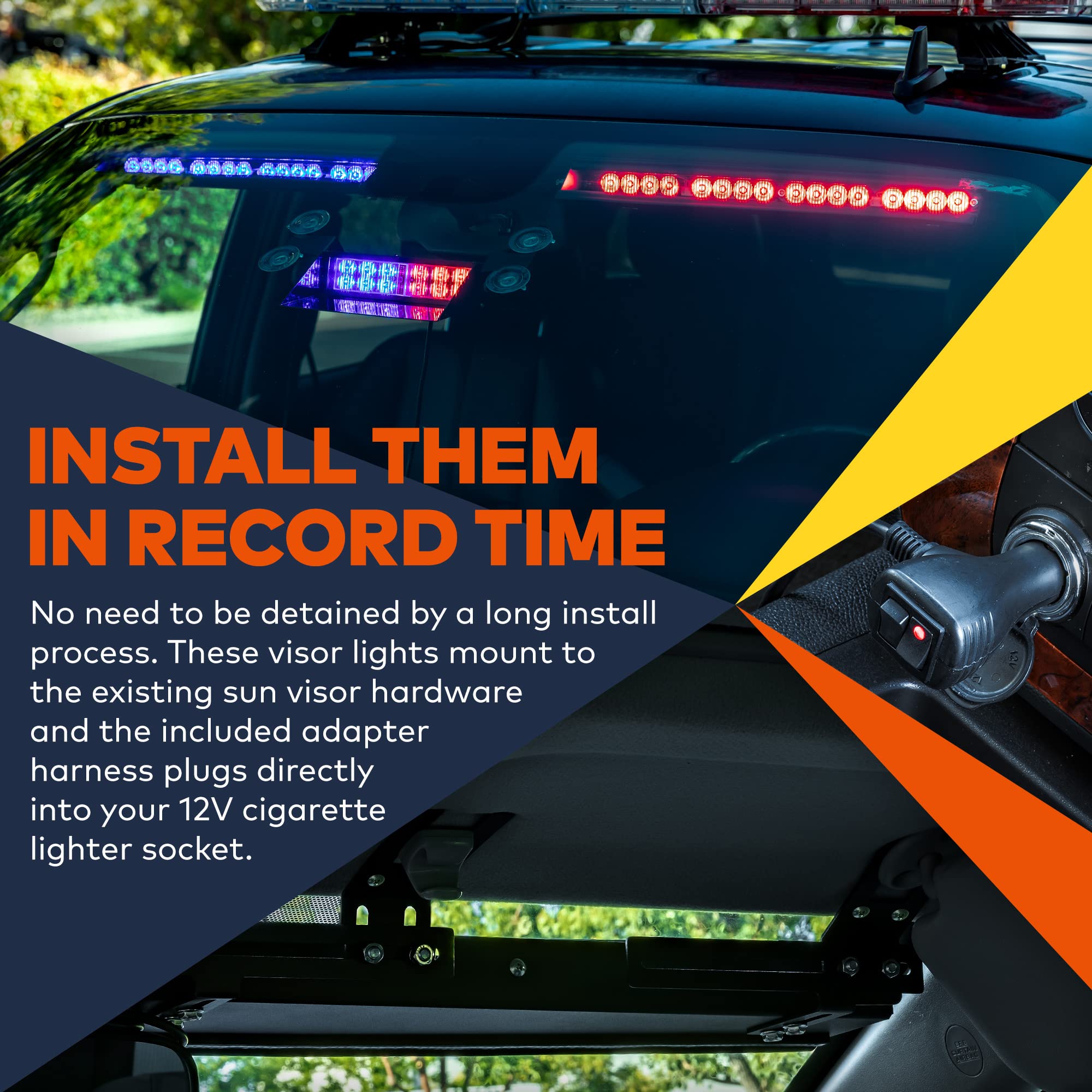 LAMPHUS SolarBlast 48W Amber LED Warning Strobe Light Bar - 48 Flash Modes, Plug-N-Play, Universal Fit for Truck Vehicles