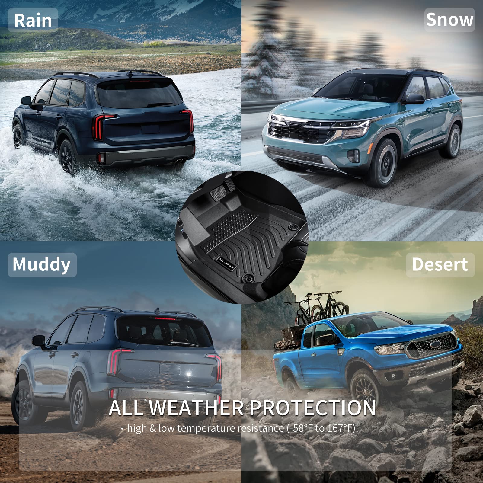 Kelcseecs Floor Mats Custom Fit For Elantra 2025 2024 2023 2022 2021& Elantra N All Weather Protection Tpe Heavy Automotive Floo