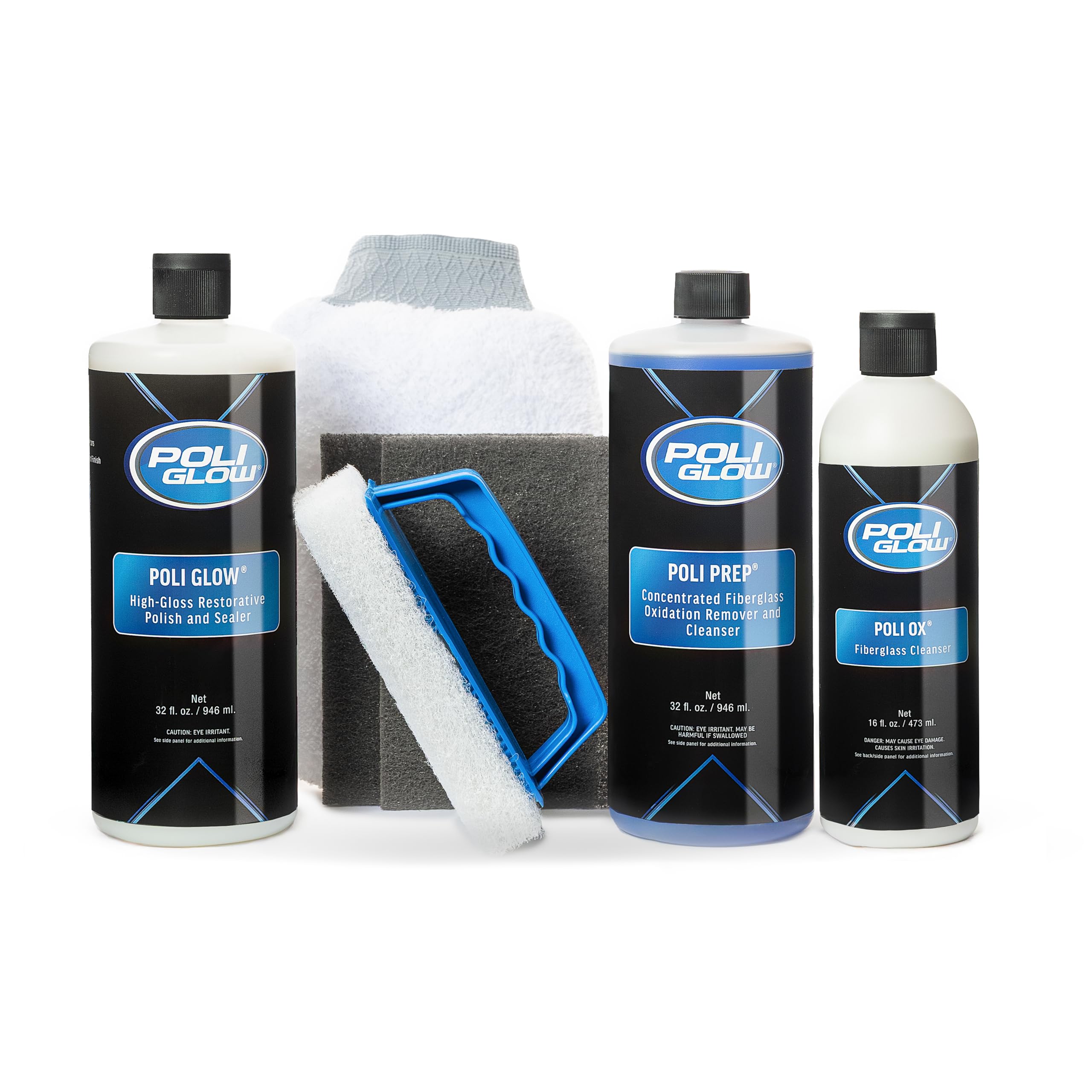 Poli Glow Deluxe Boat & RV Restoration Kit-Removes Oxidation, Seals & Protects-Restores High-Gloss Shine to Fiberglass & Gelcoat