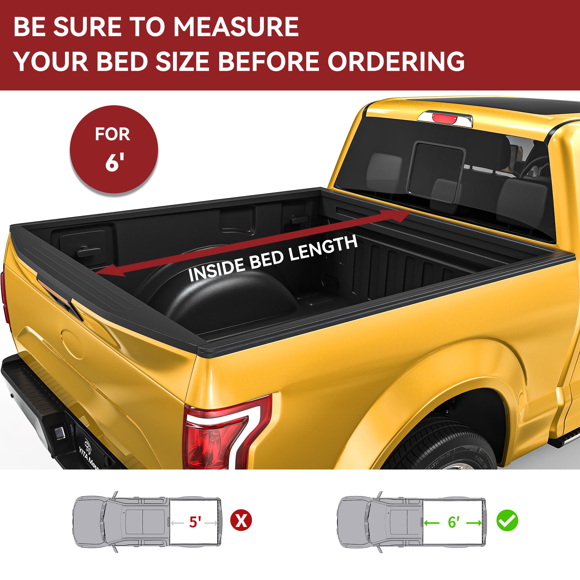 Yitamotor Soft Tri-Fold Truck Bed Tonneau Cover Compatible With 2005-2021 Nissan Frontier(No M  Xico), Fleetside 6 Ft Bed