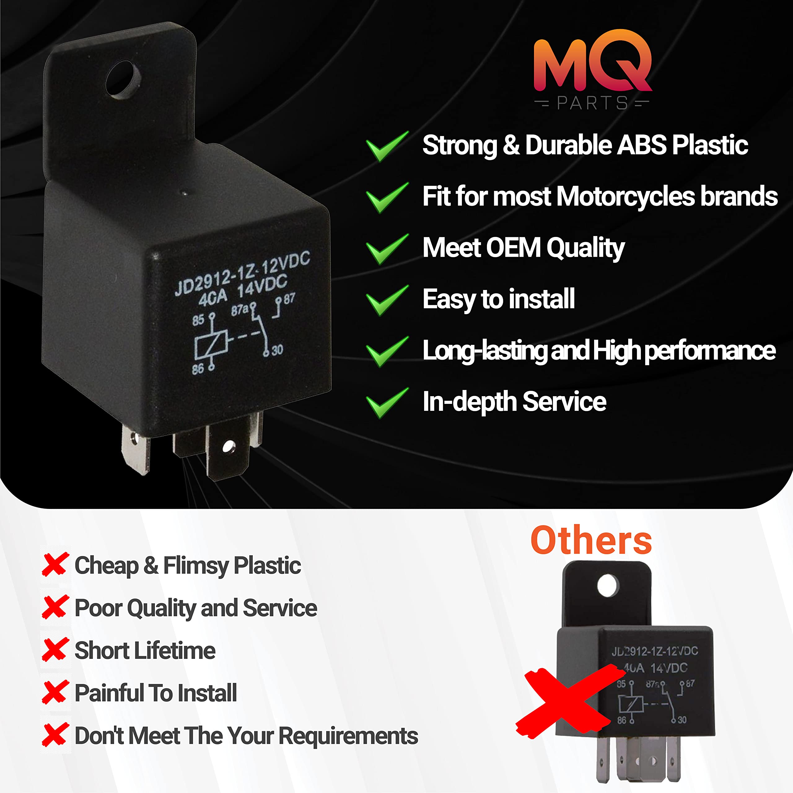 3 Packs 00432101 5-Pin 12V 40A Multi-Purpose Relay Heavy Duty Relay by MQparts - Replaces 109748 430-300 00432100 109748X - Comp