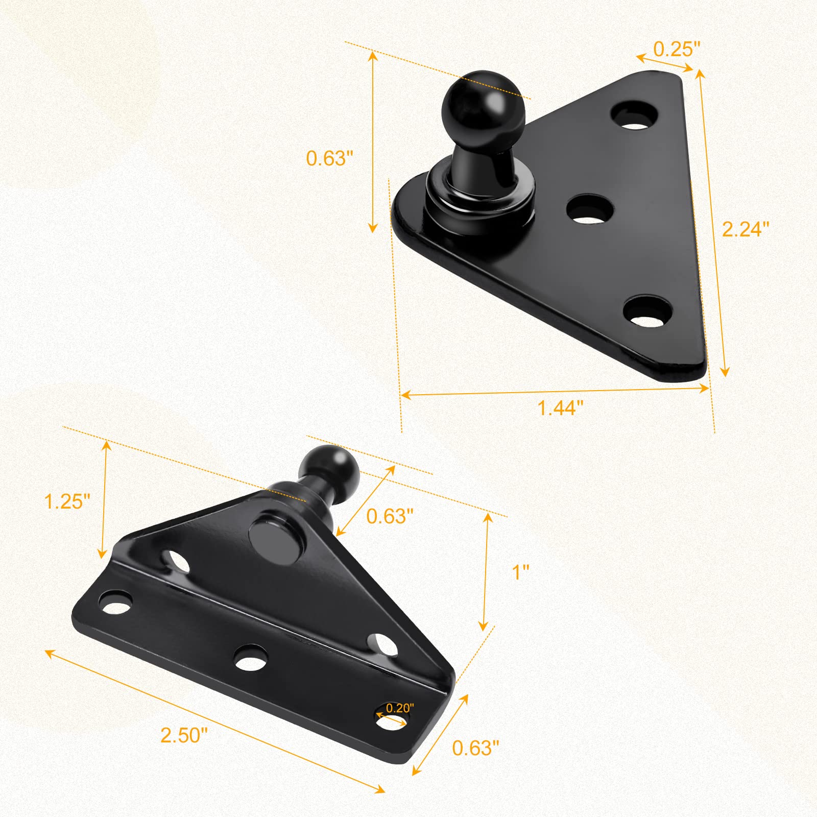 Euplokeer 10mm Ball Stud Mounting Bracket for Gas Shock Spring Strut Prop Lift Support, 2pcs L-Type, 2pcs Flat-Type and 16pcs Sc