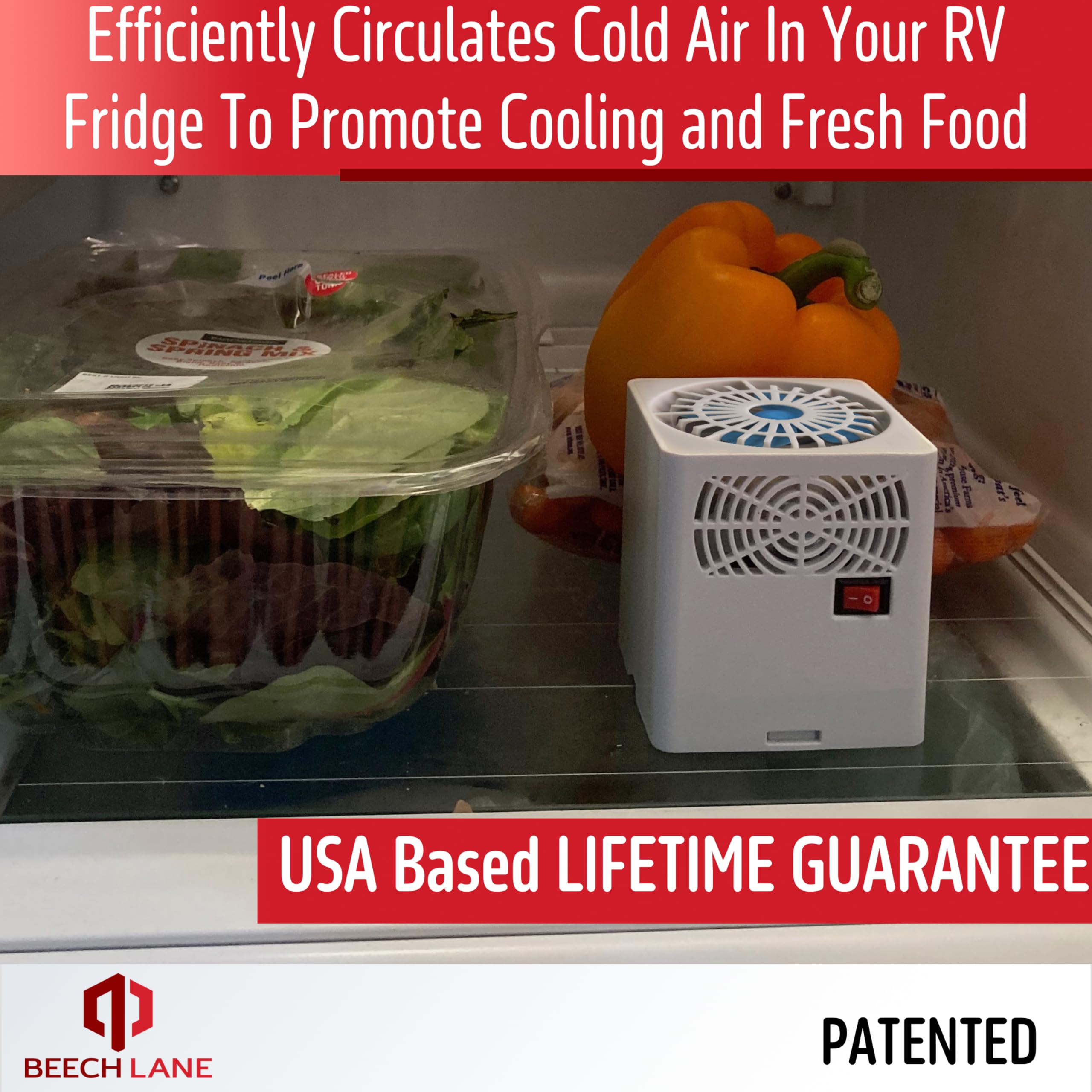 Beech Lane RV Fridge Fan - High Power 3,000 RPM Motor, Durable Plastic, Natural Color, Model 856152008803