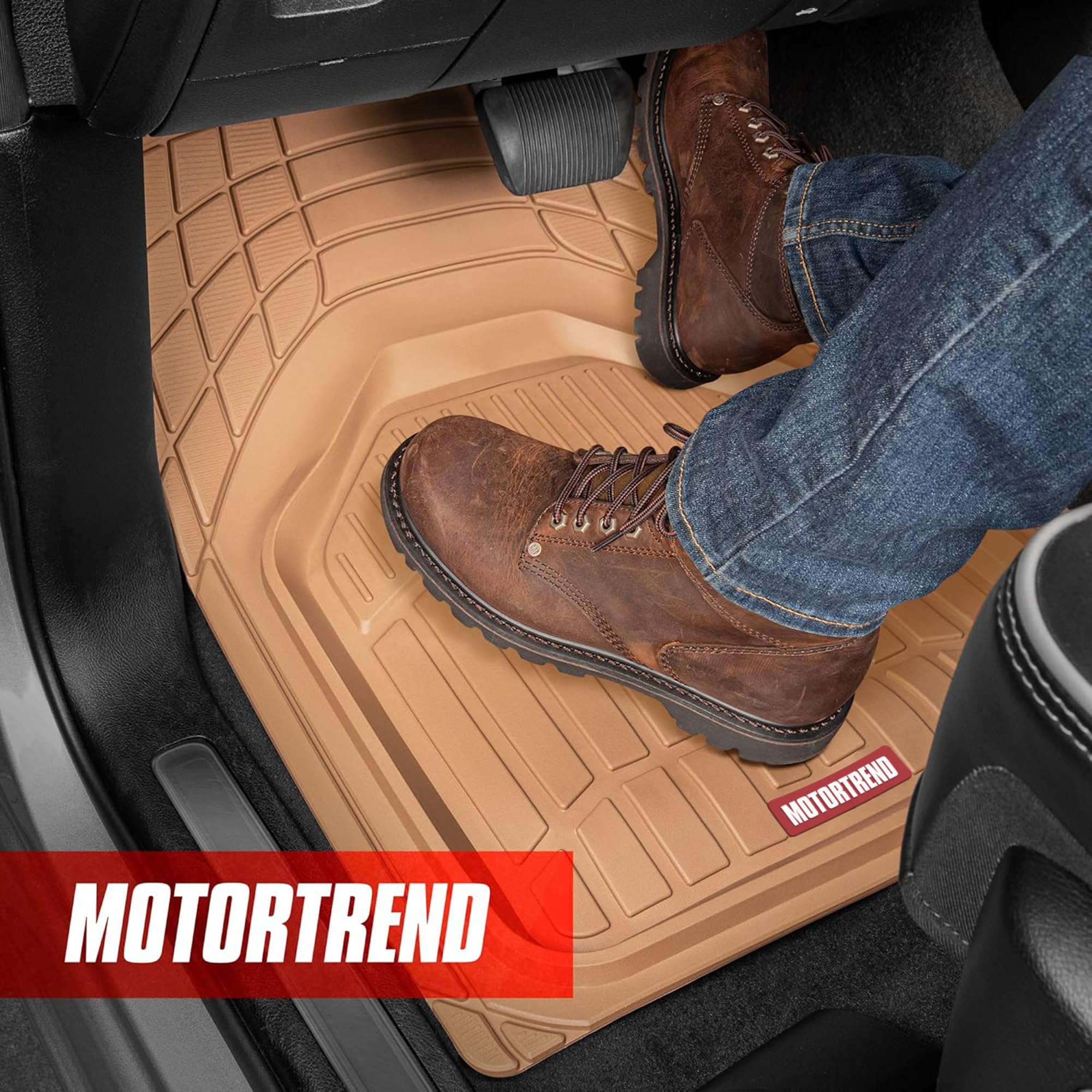 Motor Trend 943-BG FlexTough Defender Car Floor Mats -Next Generation Deep Dish Heavy Duty Contour Liners for Car SUV Truck & Va