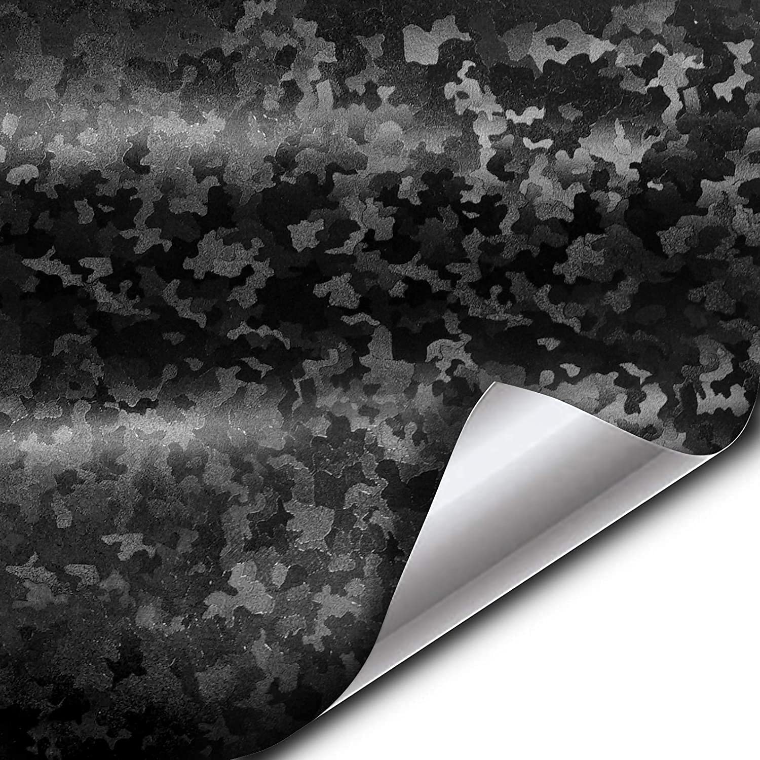 Vvivid+ Black Stealth Small Patternless Camouflage Vinyl Wrap Roll (8Ft X 5Ft)