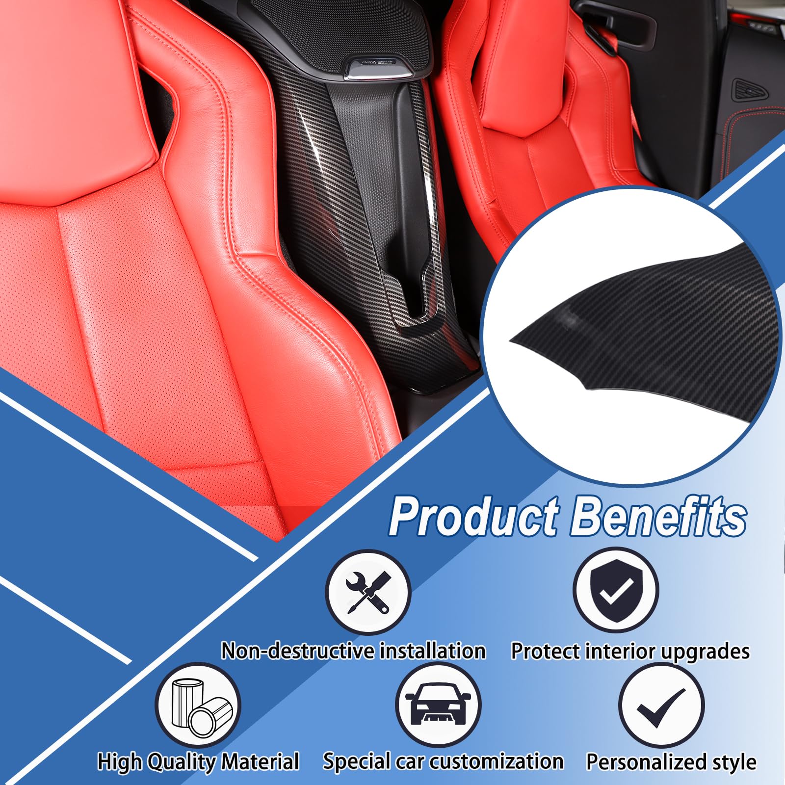 Carbon Fiber Pattern Phone Charger Cover Compatible With Chevrolet Corvette C8 2020-2023, Armrest Box Wireless Charging Cover Trim, Interior Center Armrest Accessories 1Pcs (Carbon Fiber Pattern)