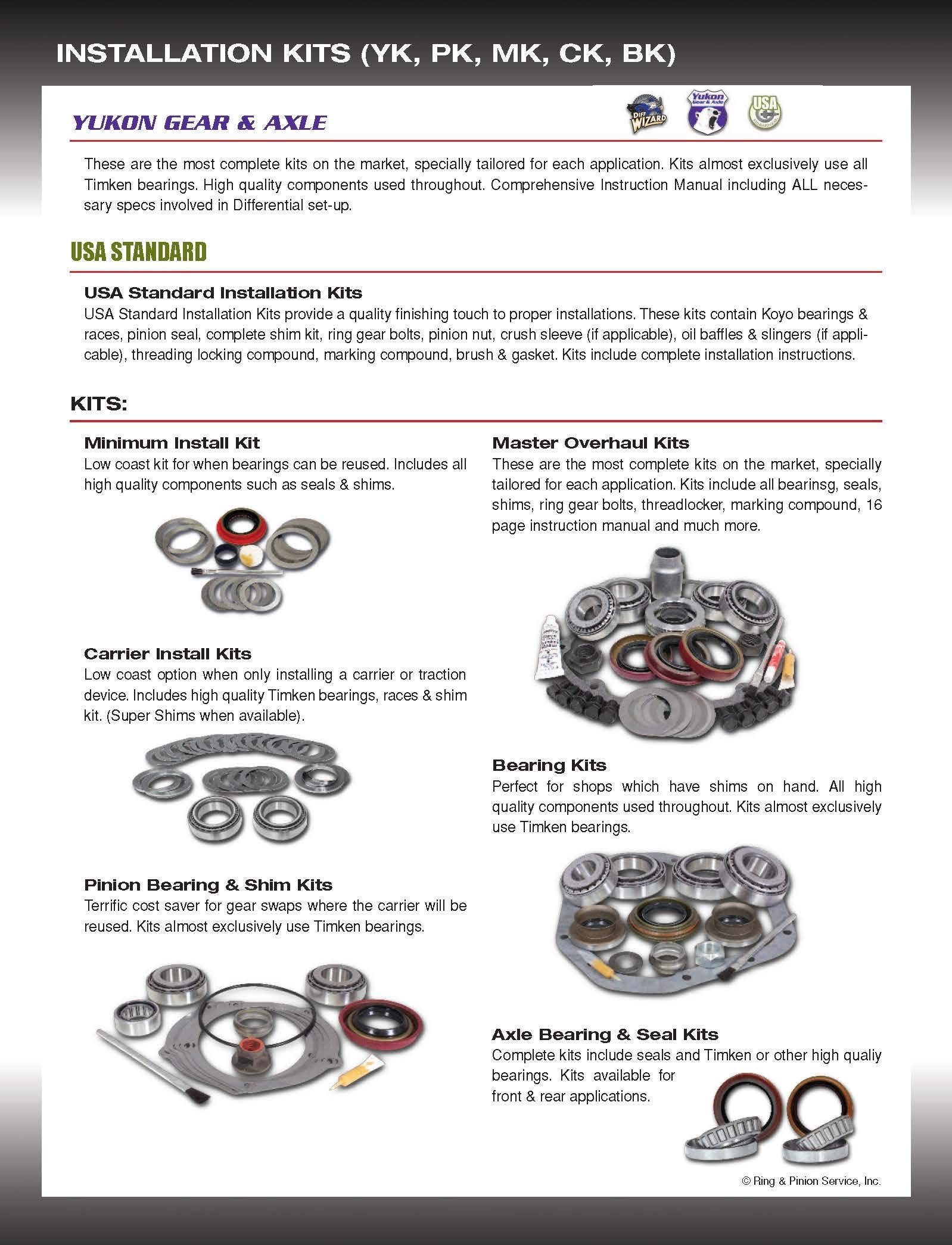 Yukon (MK D70) Minor Installation Kit for Dana 70 Differential