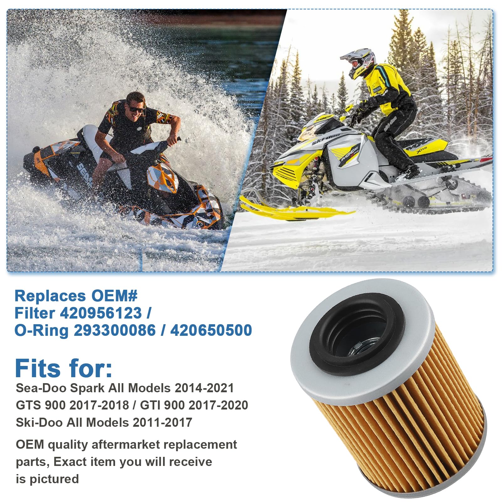 OCEAIR 420956123 X3 Oil Filter for Can Am Maverick X3 2017-2023 Max Turbo R RR 2019-2023 Ryker STD 600 900 ACE Sea-Doo Ski-Doo S