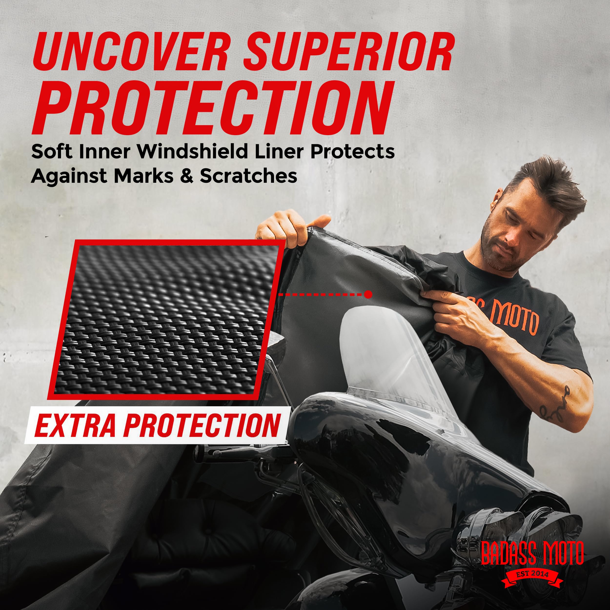 Badass Moto Heavy Duty Motorcycle Cover, Waterproof, XL, Badass Black, Fits Harley, BMW, Indian, Touring Bikes, Model 8542067393