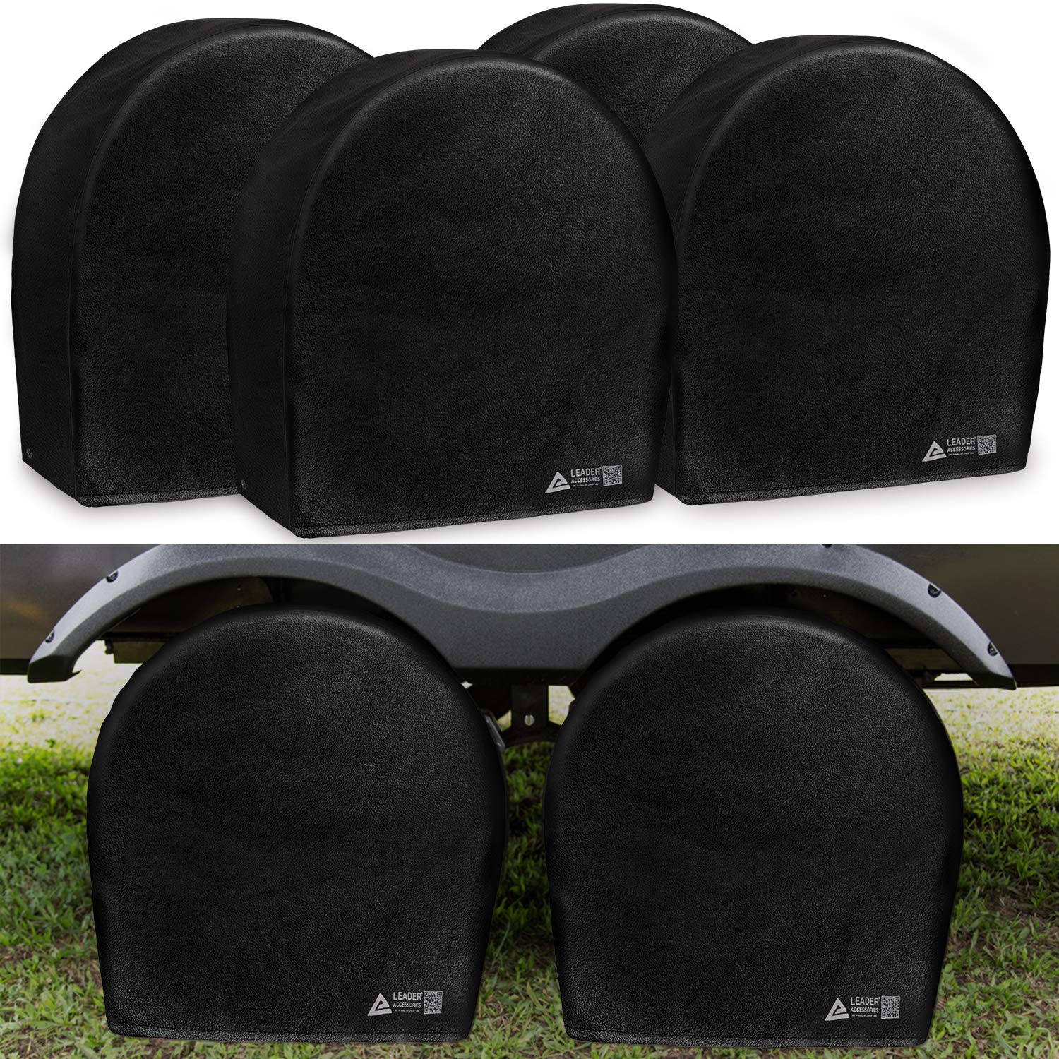 Leader Accessories 4-Pack Tire Covers - Heavy Duty Wheel Protectors For Truck, Suv, Jeep, Camper, Trailer, Rv - Waterproof 600D