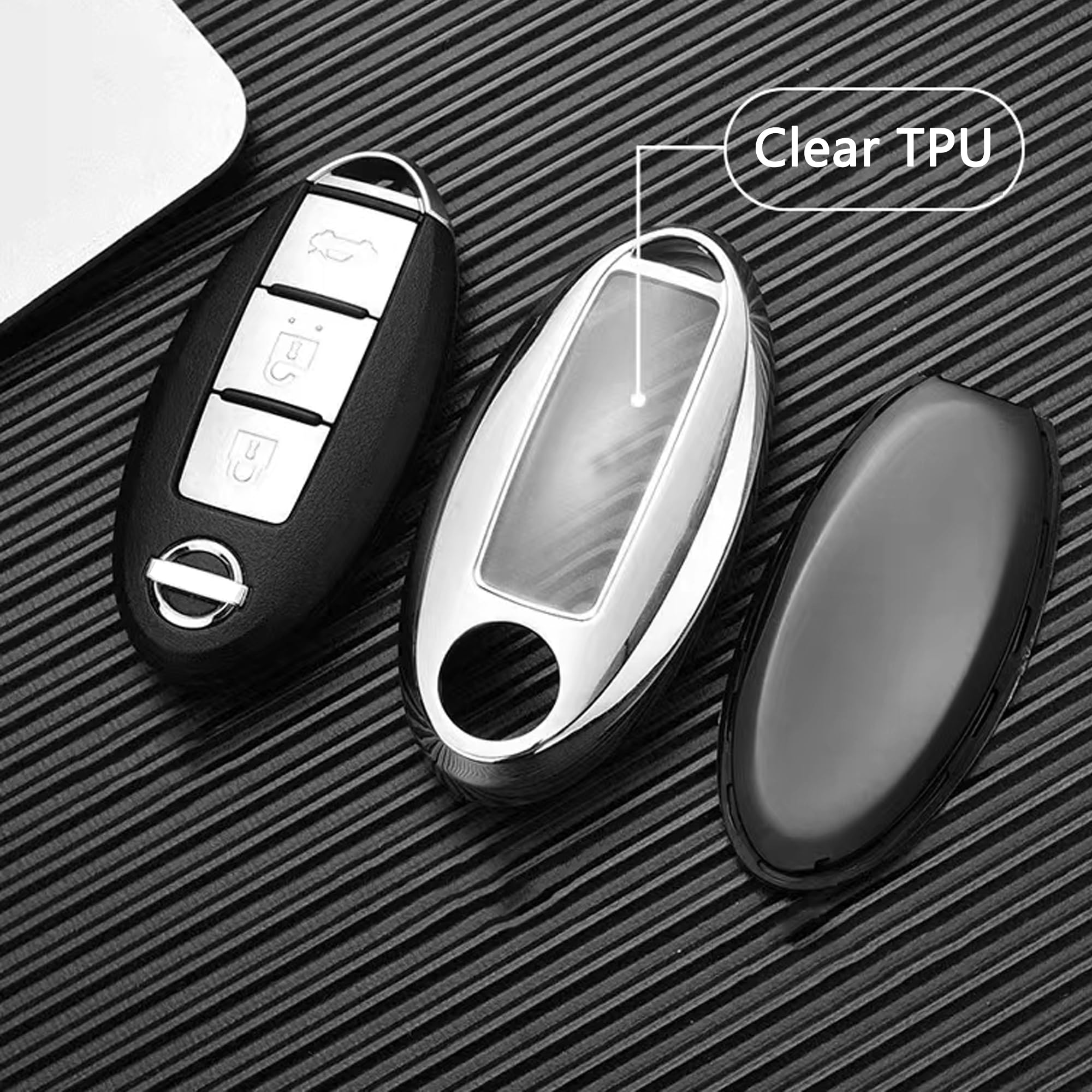 Loryvan For Nissan Key Fob Cover Soft Tpu 360 Degree Protection Key Case With Leather Keychain For Altima Maxima Murano Rogue Se