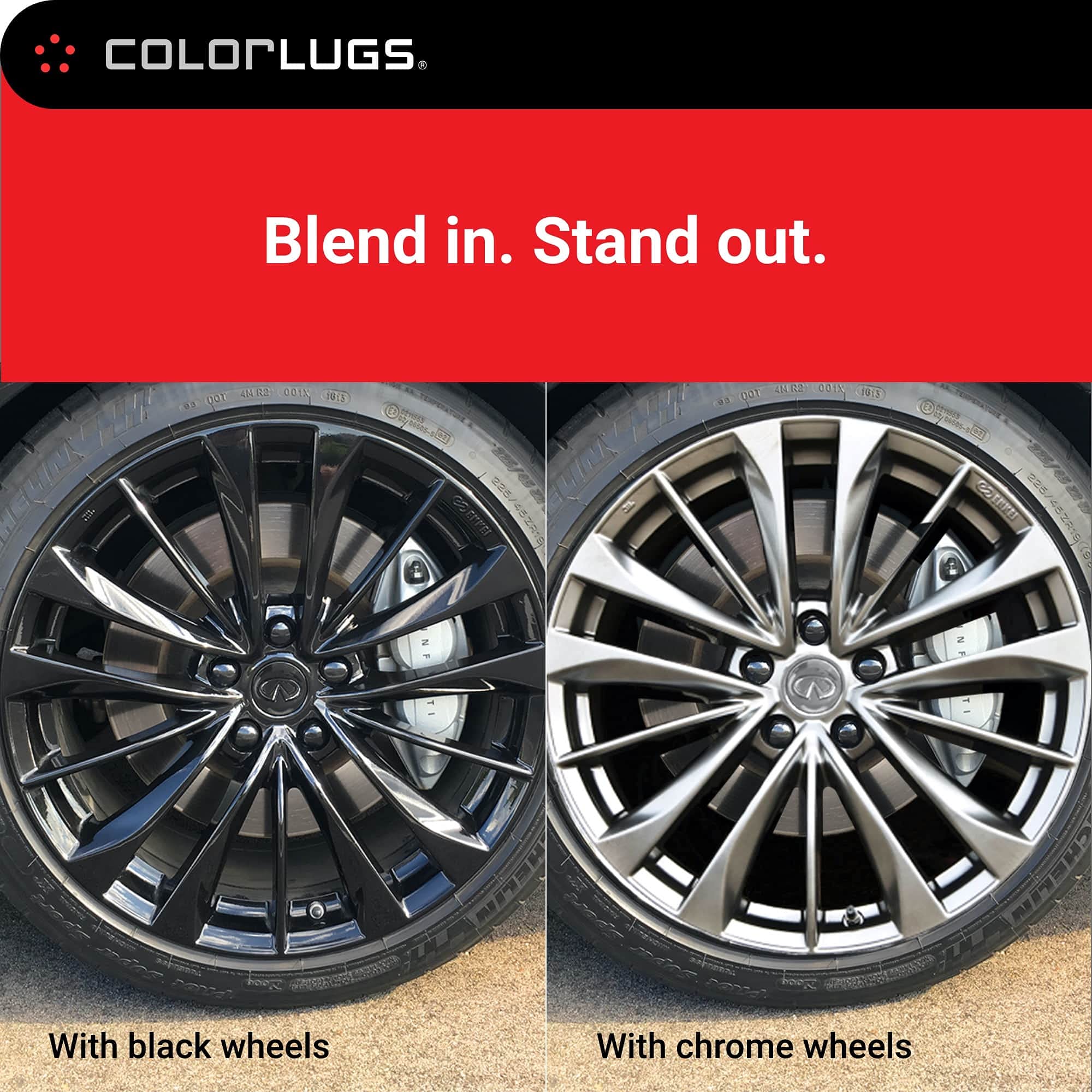 AUTOMOTIVATED ColorLugs Vinyl Lug Nut Cover - Black, Fits 21-23 mm, Pack of 25, Includes Deluxe Extractor, Made in the USA