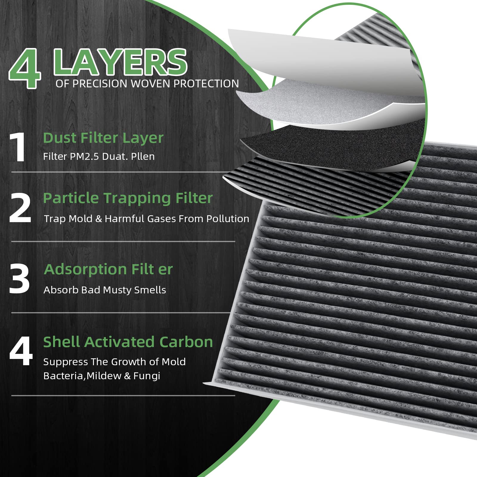 Karcoca Cf11671 Premium Cabin Air Filter With Activated Carbon Compatible With Mazda Cx-7 Ram 1500 2500 3500 2016 2017 2018 2019