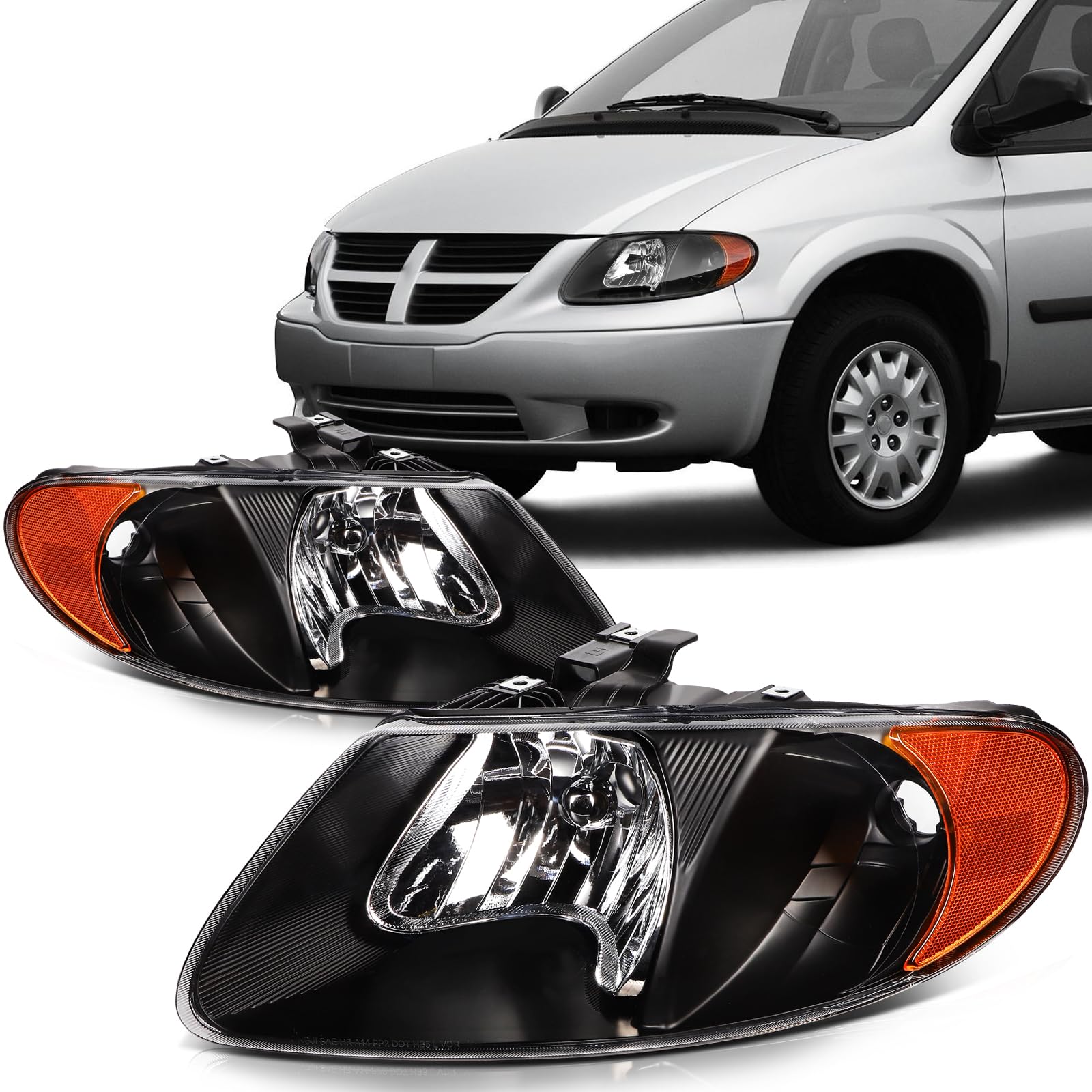 SCITOO Headlight Assembly Fits For Chrysler Grand Voyager 2001-2002,For Town & Country 2001-2007,For Dodge For Grand Caravan 200