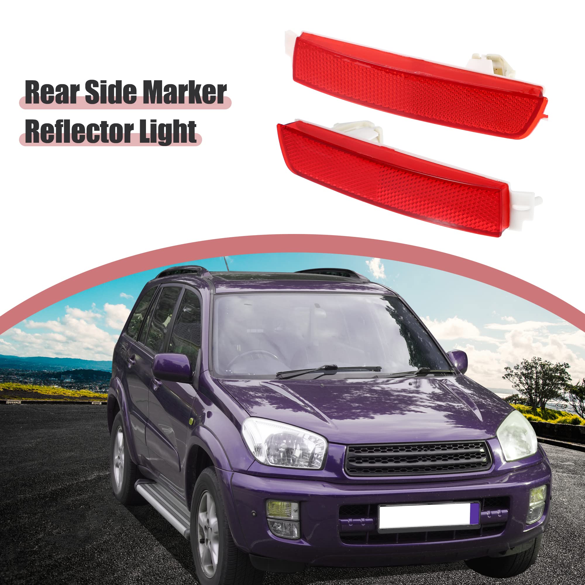 X AUTOHAUX 1 Pair Exterior Rear Bumper Side Marker Reflector Red for Nissan Sentra 2013-2018 Left Right Side 265655C000 265605C0