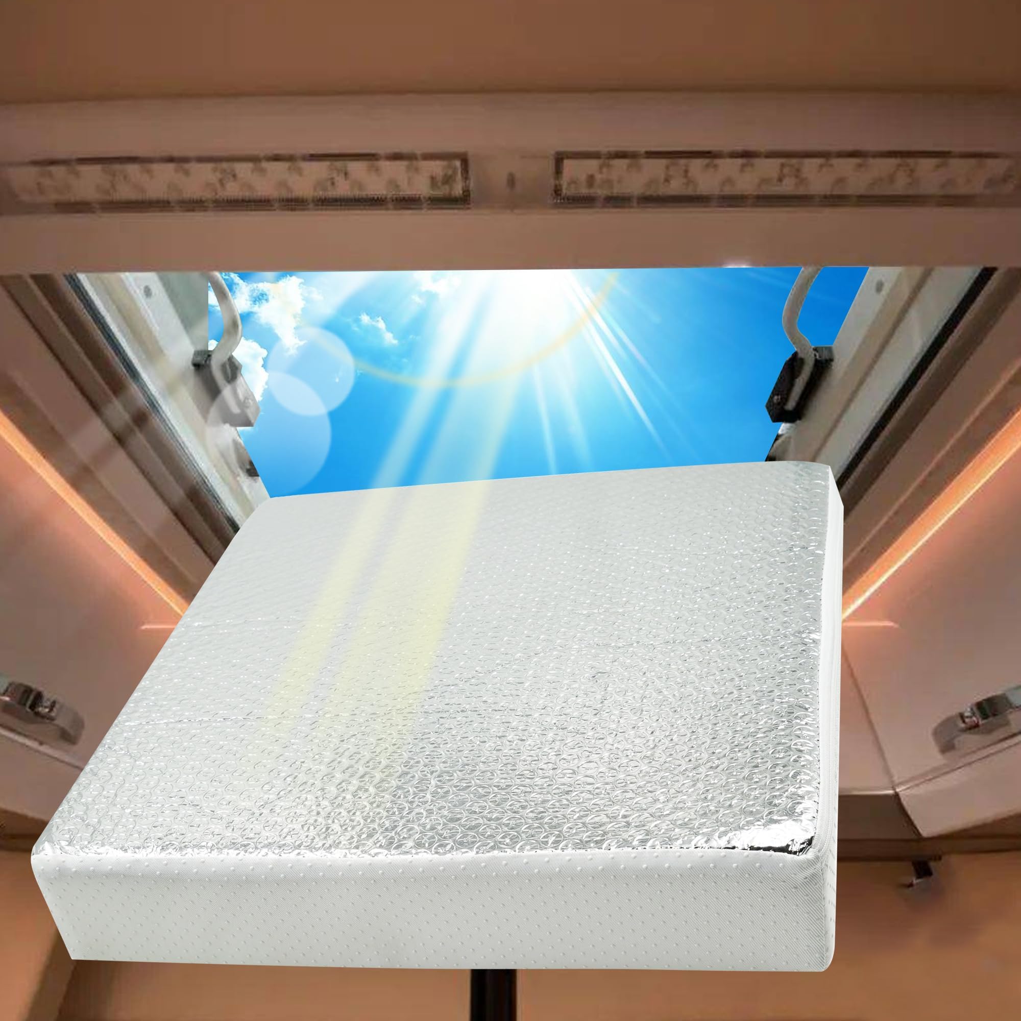 Runfider 14''x14''x3'' Universal Vent Insulator, RV Skylight Cover with Reflective Surface, Skylight Shade for Energy Savings an