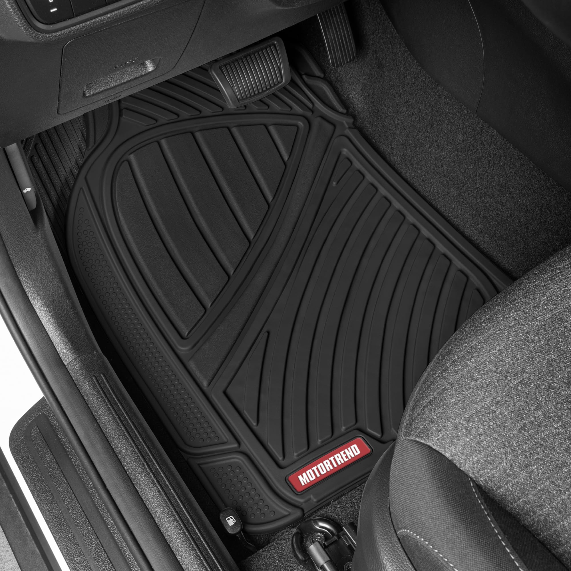 Motor Trend FlexTough Performance All Weather Rubber Car Floor Mats - 3 Piece Floor Mats Automotive Liners for Cars Truck SUV, H