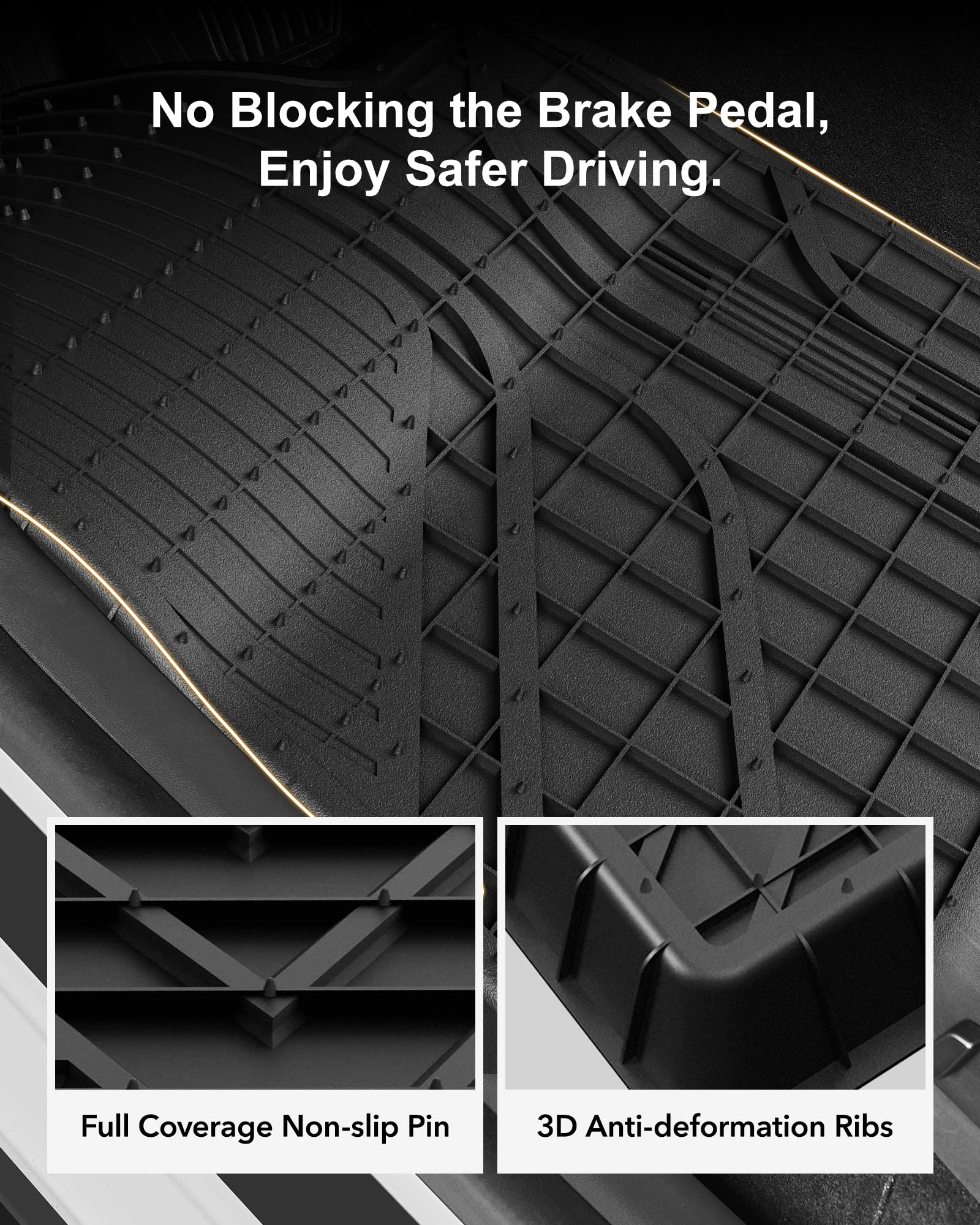 3W Floor Mats Fit For Tesla Model X 6 Seat 2022-2025 All Weather Tpe Custom Fit Floor Liners For 1-3 Rows Full Set Car Mats Blac