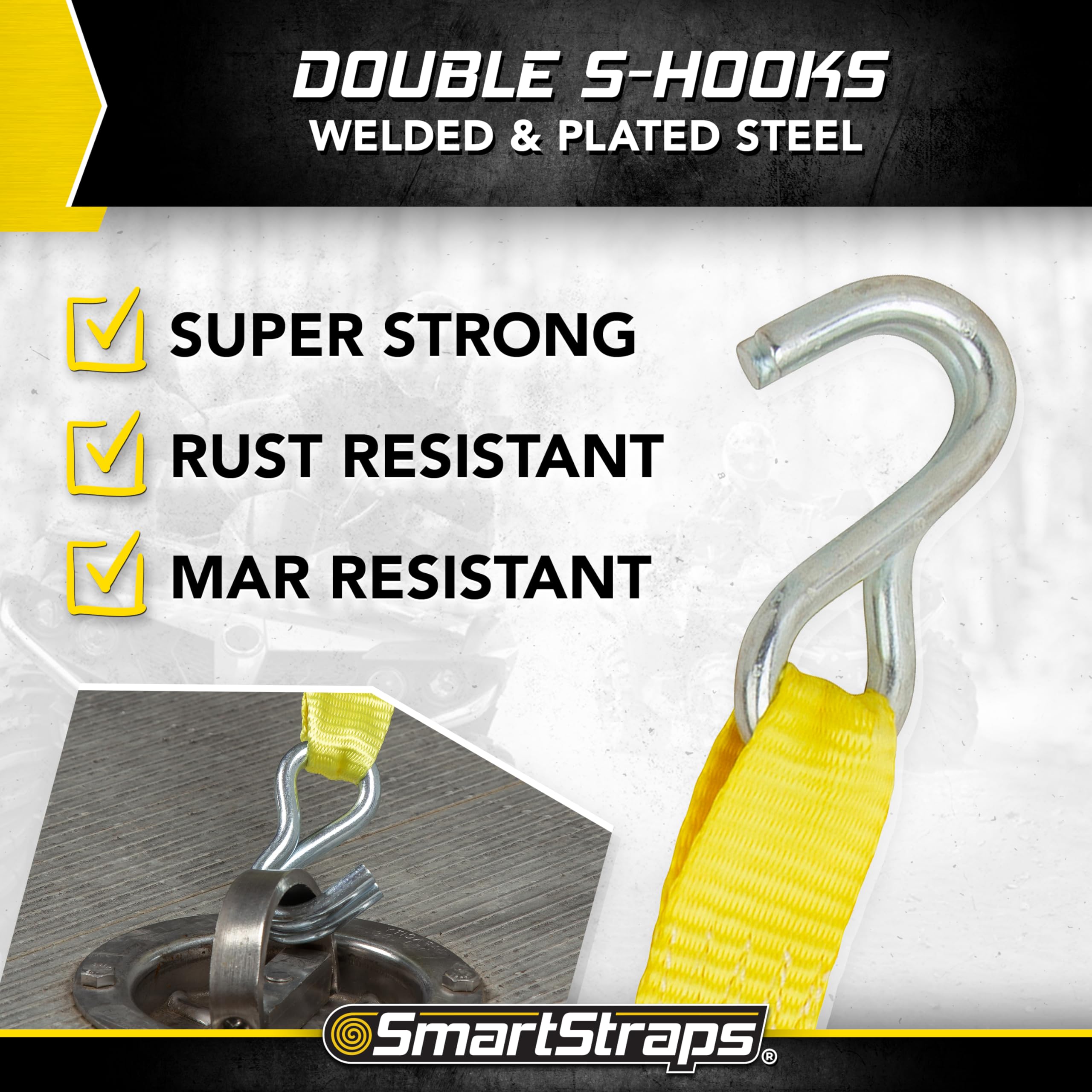 SmartStraps 14 Commercial Ratchet Tie Down Strap - 5,000lbs Break Strength, 1,667lbs Safe Work Load - Commercial Duty Tie Downs