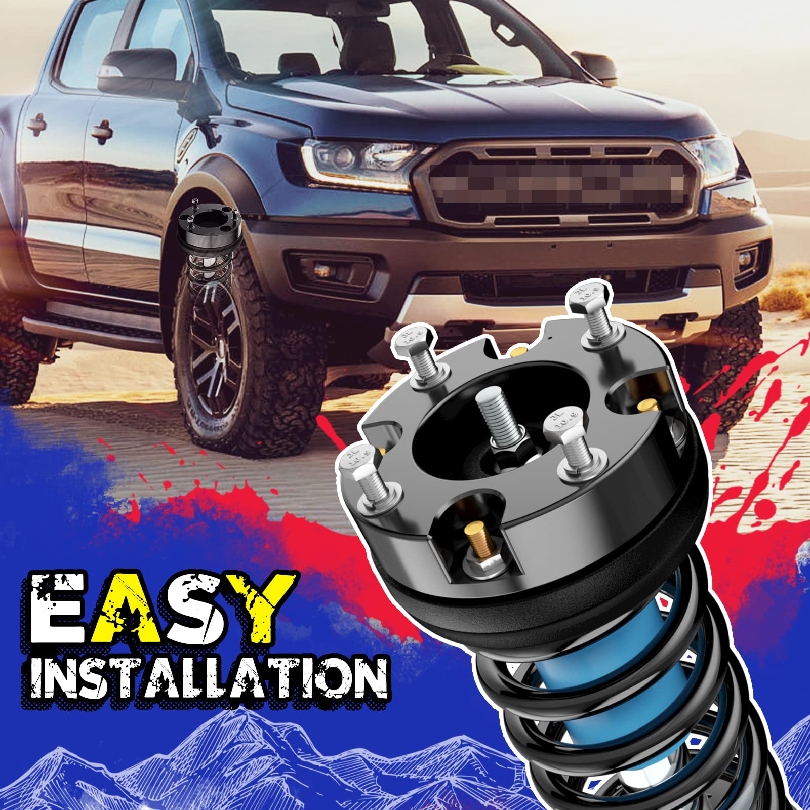 Ksp Lift Kit Front 2'' Aircraft Billet Strut Spacers Leveling Lift Kit Fit For Tundra 2Wd 2X2 4Wd 4X4 2007-2022