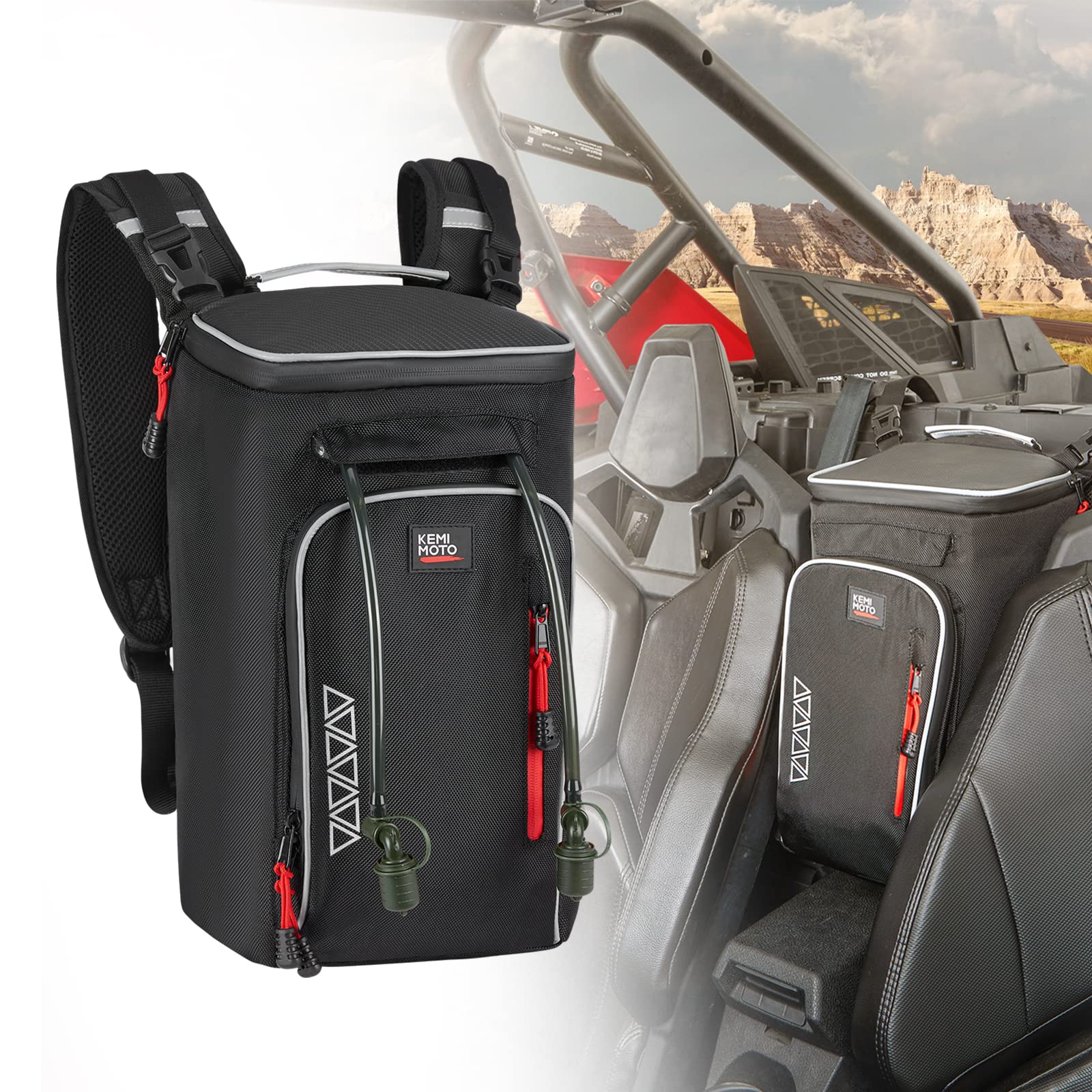 KEMIMOTO XP 1000 X3 2-in-1 Cooler Storage Bag - Upgraded Shoulder Console and Seat Center Cargo Bag with 2 Hydration Backpacks C