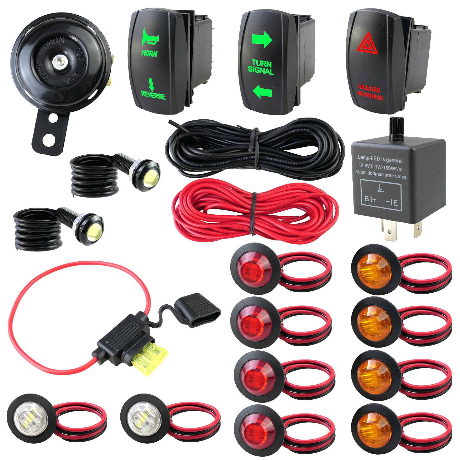 Mhaedwv Universal Atv Utv Sxs Turn Signal Kit - Turn Signal Light Kit, Street Legal Rocker Switch, Side By Side Turn Signal Kit 