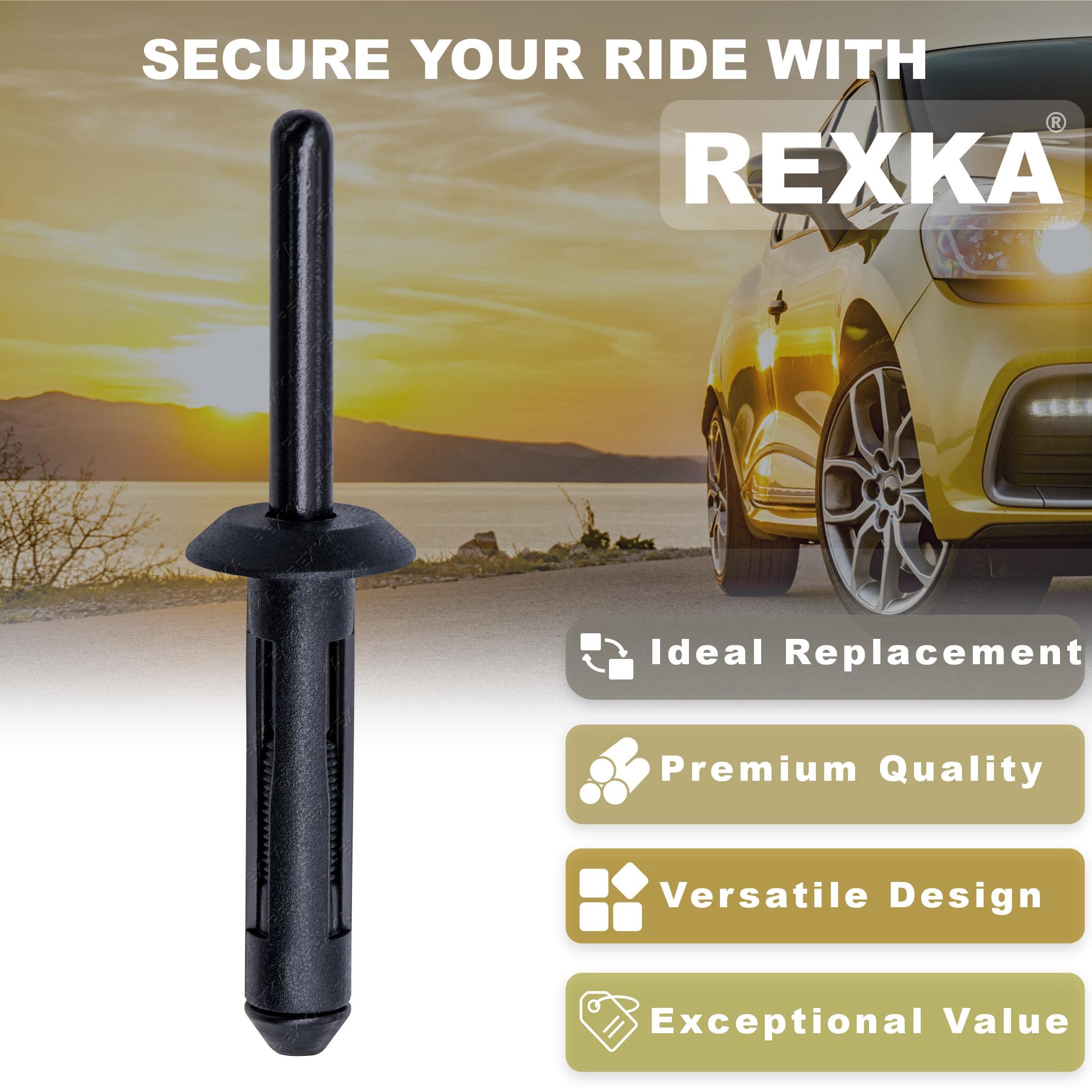 Rexka 100pcs Fender Flare Bumper Door Trim Plastic Rivet Retainer 1/4 Hole Compatible with Chrysler 6506007AA 07-20 Jeep Wrangle