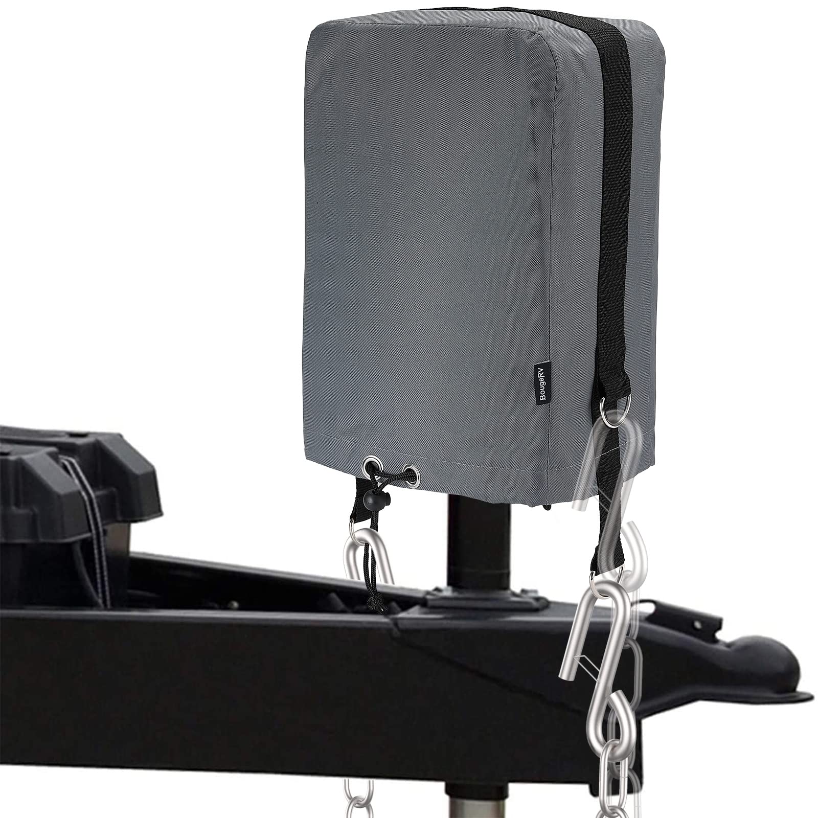 BougeRV RV Electric Tongue Jack Cover, 600D Universal Grey Protective Cover with D Rings, Model IRV083