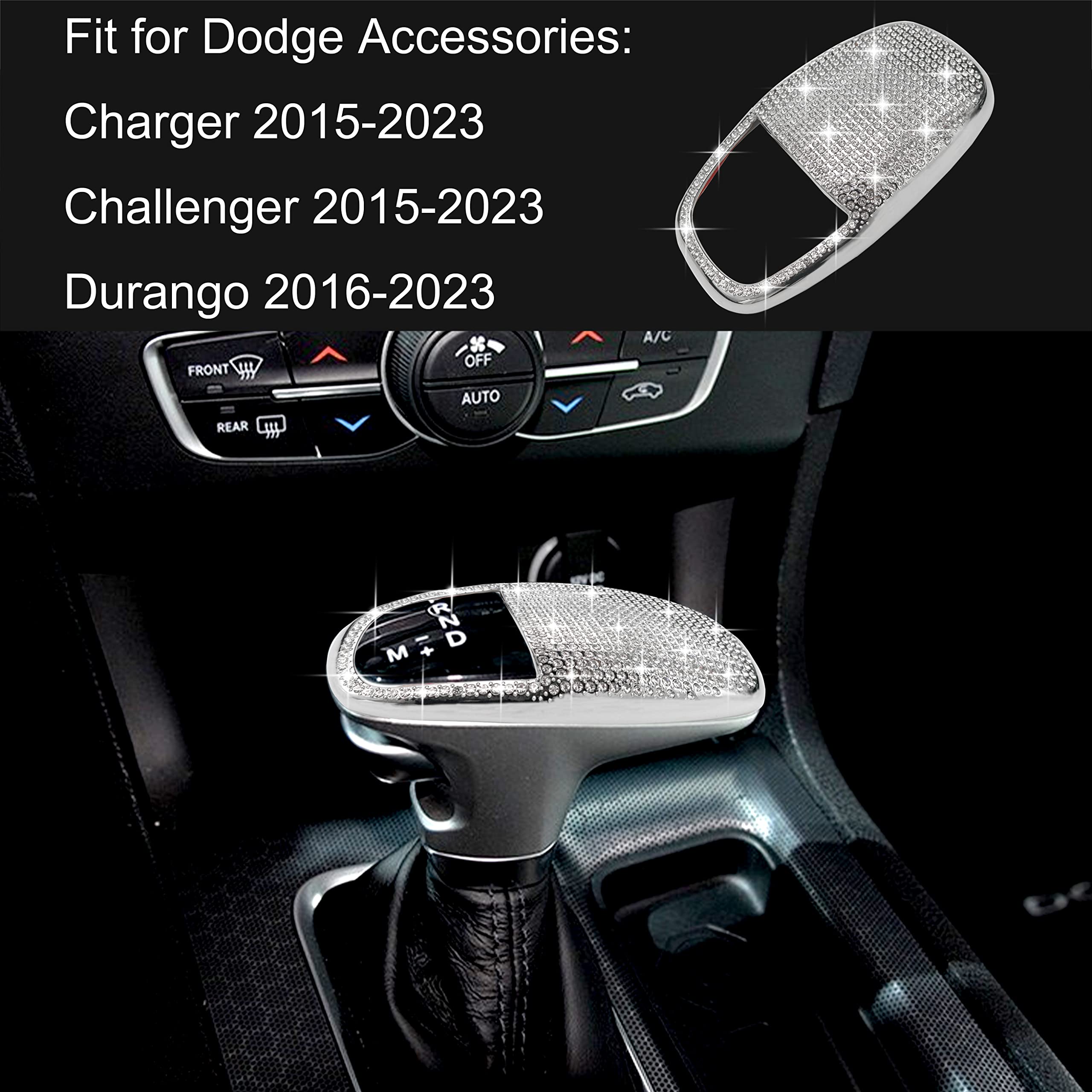 Senshine Gear Shift Knob Head Cover Bling Trim For Dodge Charger Challenger Accessories 2015-2023 2024 Durango 2016-2024 2025 Ab