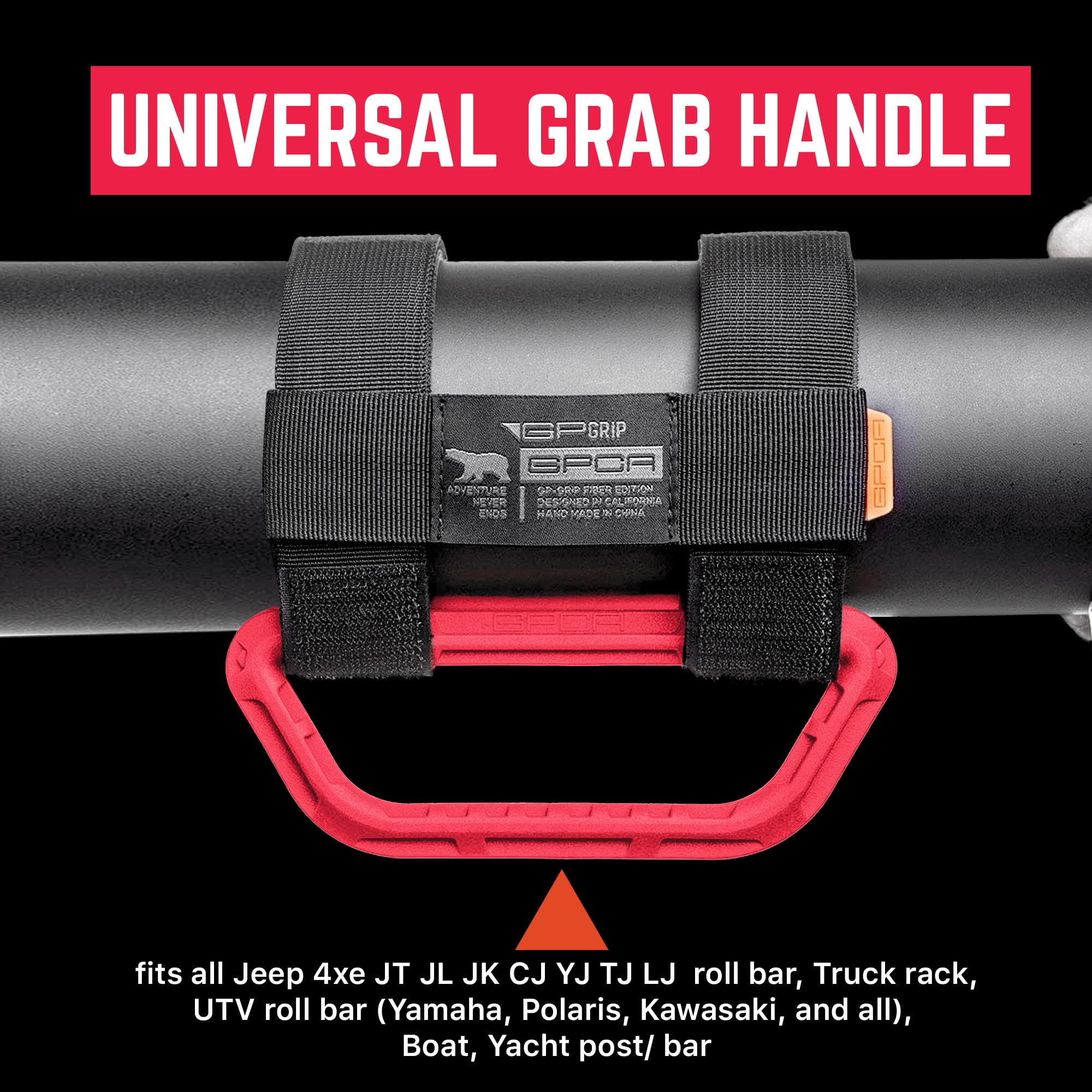 Gp Grip Universal Grab Handle, Nylon Sturdy Grip Straps, Fits All Truck Roll Bar Dia From 1-5.5 Inches, For All Wrangler Models,
