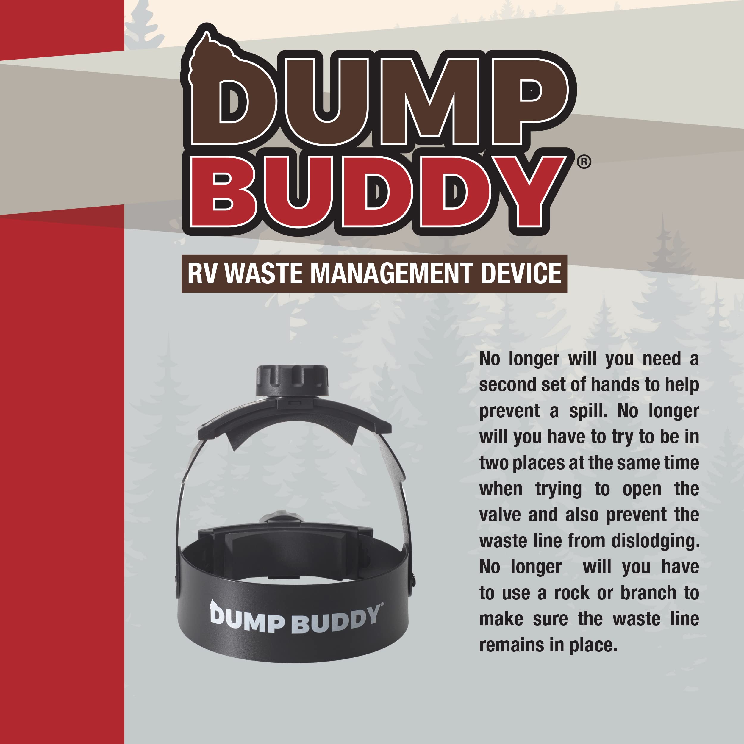 Dump Buddy RV Hose Fastening Device, Black, 5.75" ABS Support, Prevents Spillage - Model DB-0001 for Safe RV Camping