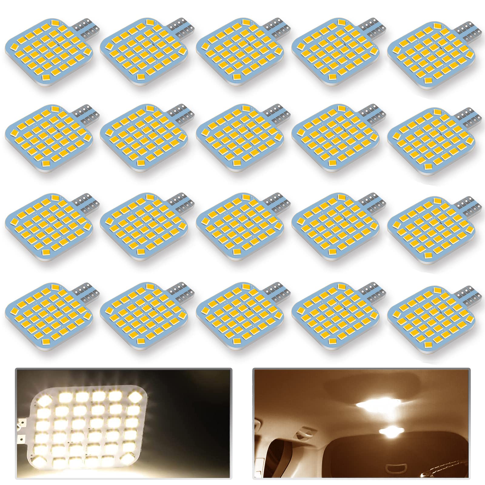 Xishwon 20PCS T10 RV Interior LED Light Bulbs, 36-SMD, 3200K Warm White, Aluminum Replacement for Camper, Trailer, Boat, Car Indoor Lighting