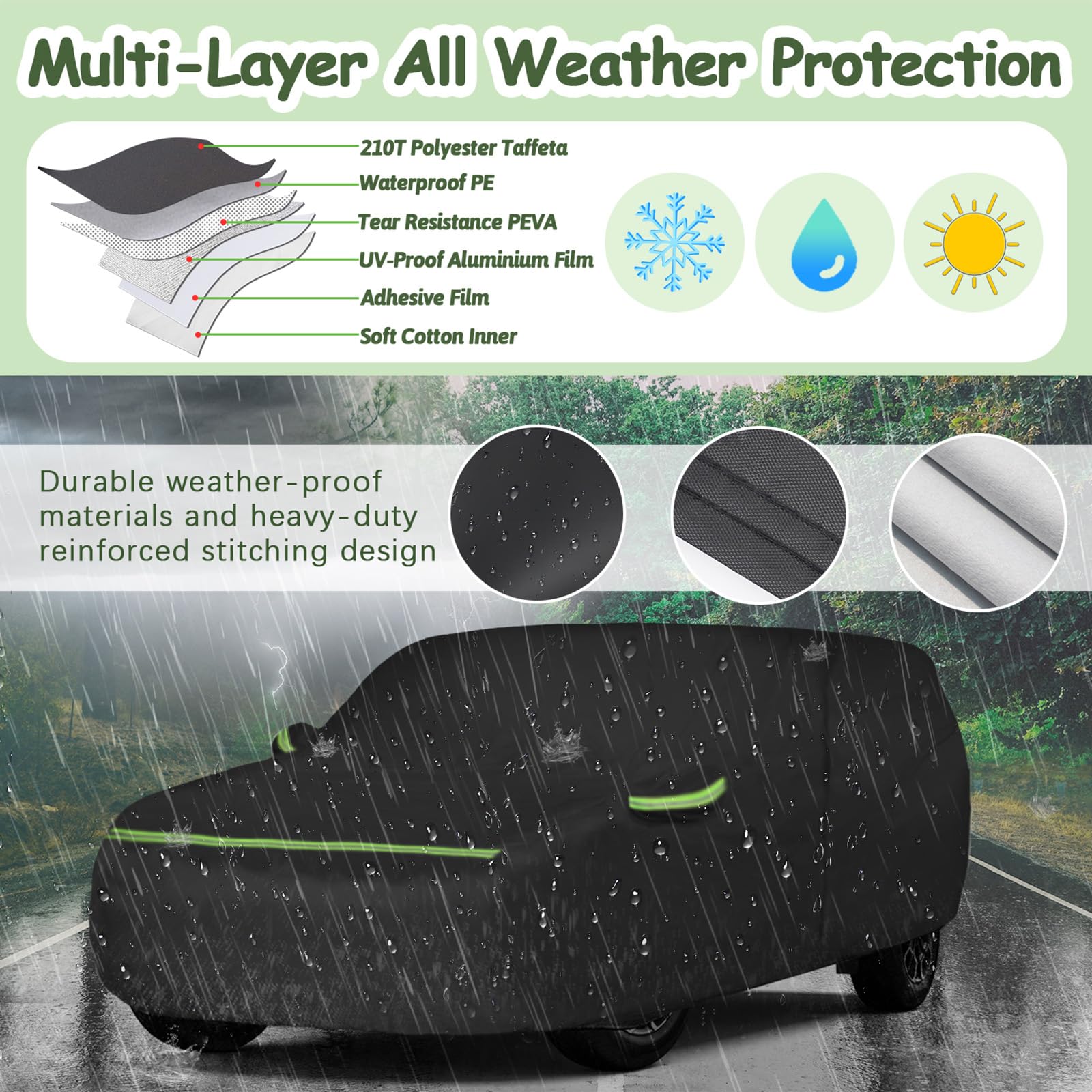 Car Cover for 2007-2025 Chevrolet Tahoe/Cadillac Escalade/GMC Yukon, 6 Layers Heavy Duty Waterproof Sun Rain UV Dust Snow Protec