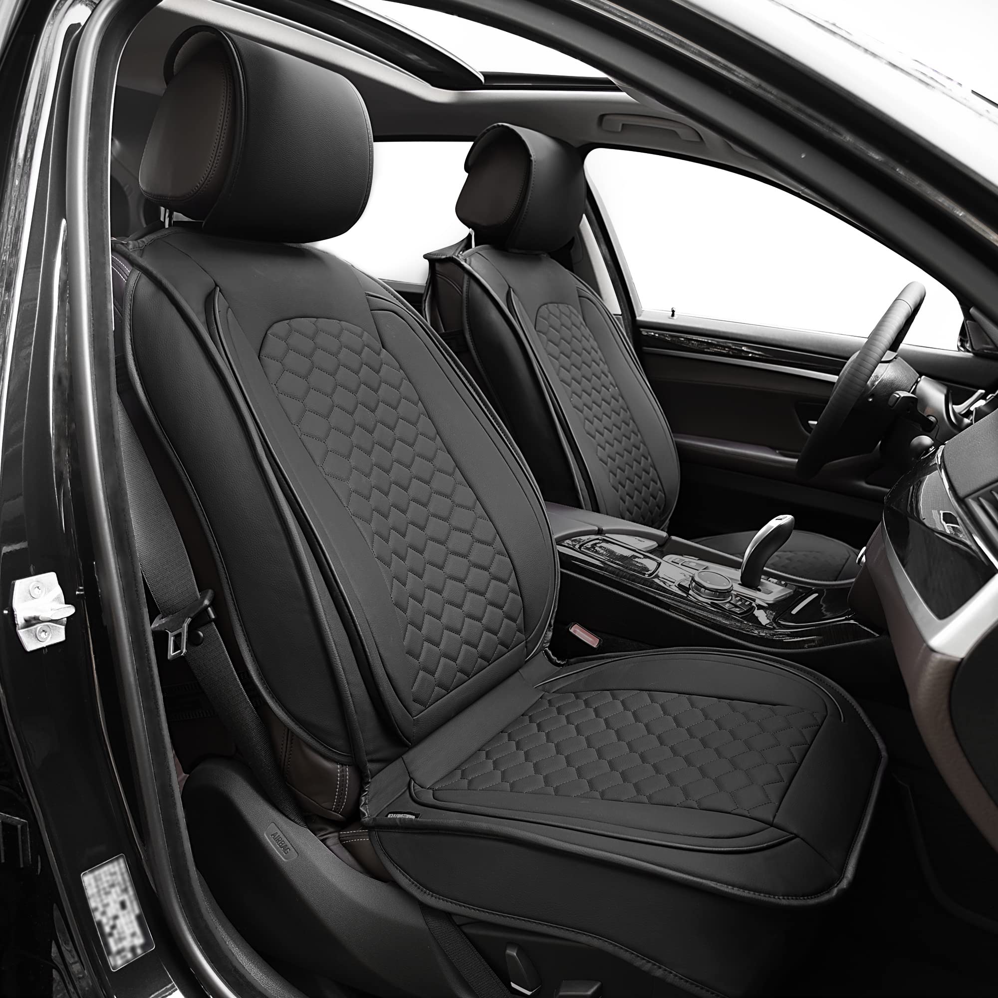 Elantrip Front Car Seat Covers, Luxury Faux Leather, Waterproof, Non-Slip, Black, Model 4801BK-1 (2PC) for Cars, Trucks & SUVs