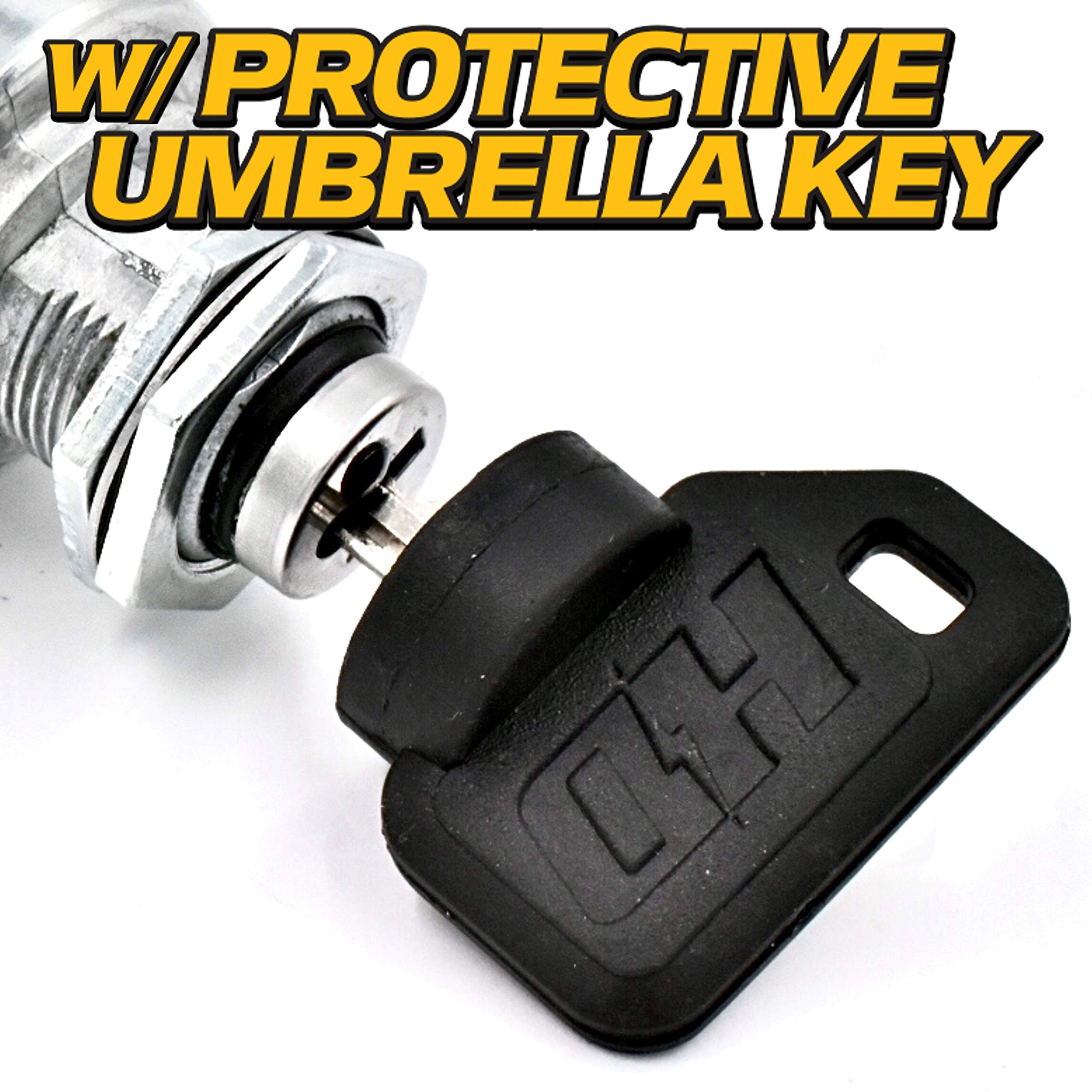 HD Switch Ignition Key Switch for John Deere ZTrak X595-X749, Rubber, Black, Upgrade with Umbrella Key