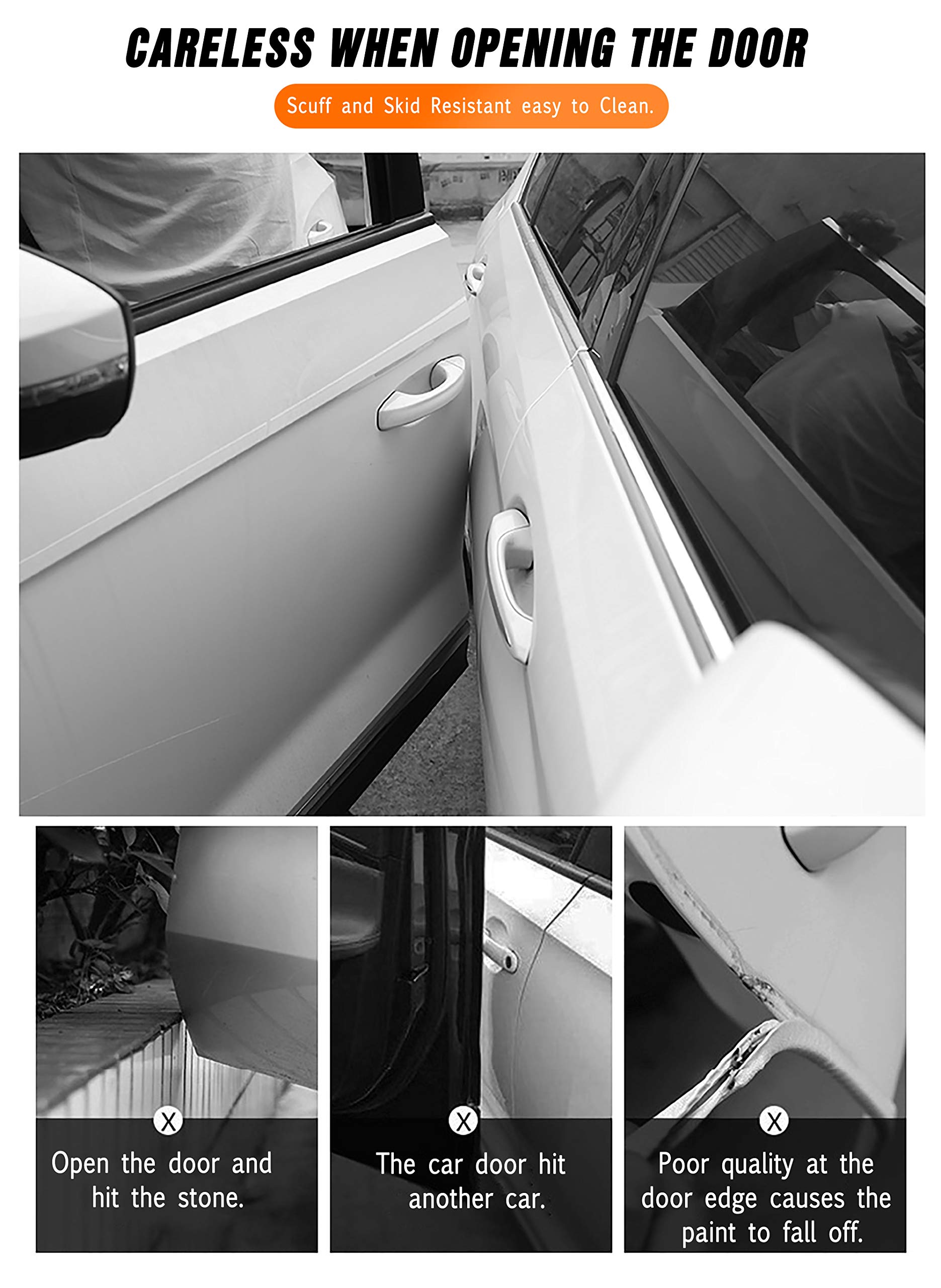 Myfamirea Anti-Scratch Anti-Collision Adhesive Strip Car Door Edge Guard Protector Strip Car Scuff Plate Protectors Transparent