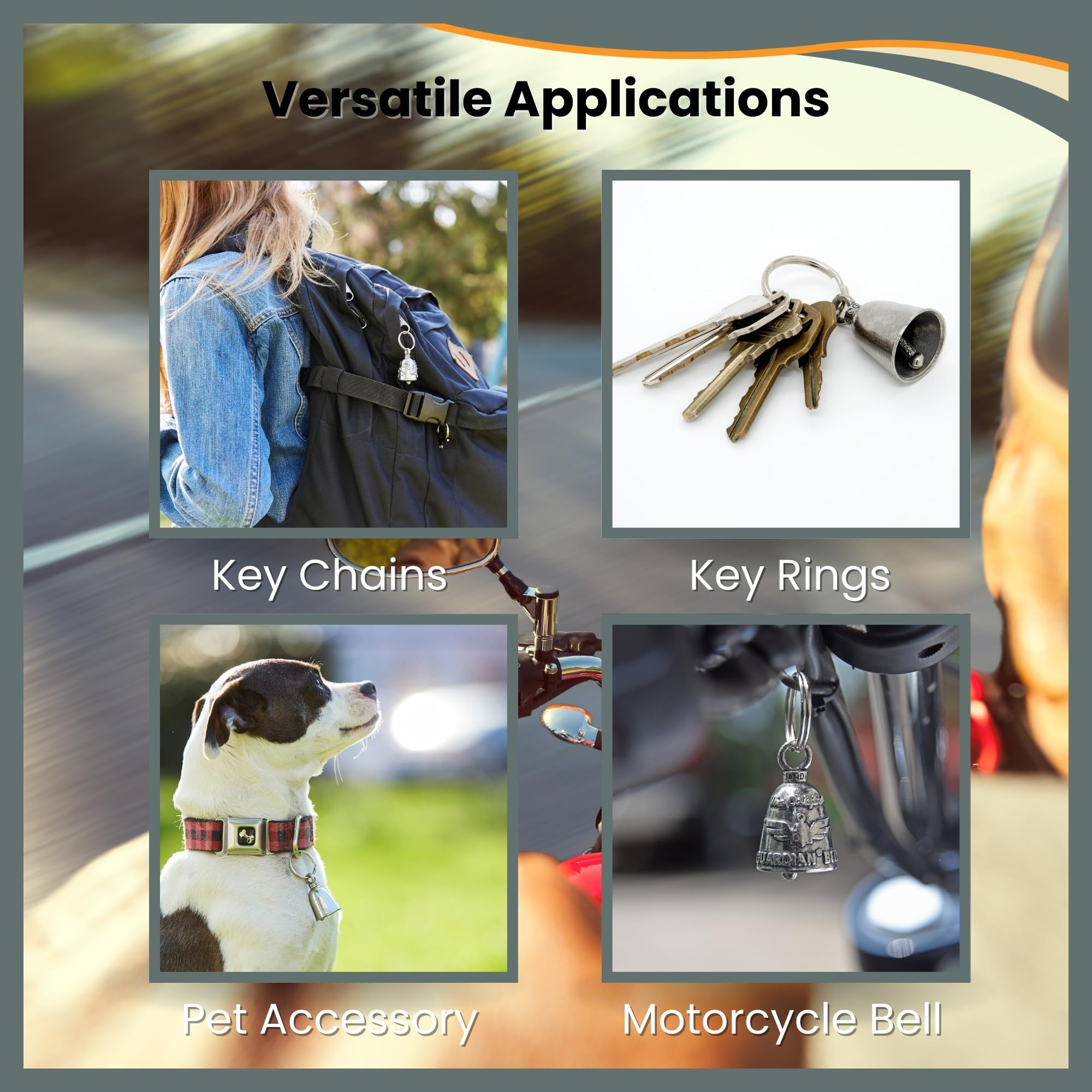 Guardian Bell Worlds Greatest Biker Mom Good Luck Bell w/Keyring & Black Velvet Gift Bag | Motorcycle Bell | Lead-Free Pewter |