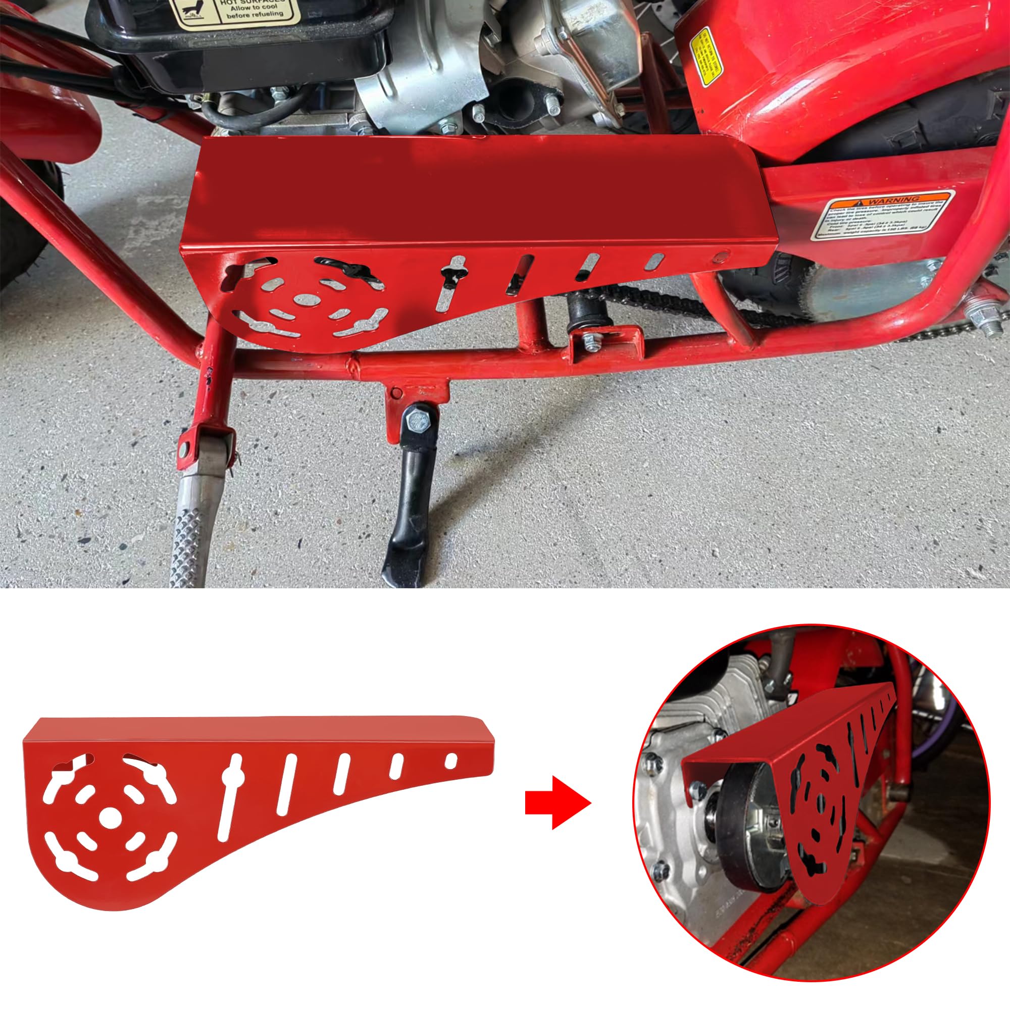 GREHUA Mini Bike Chain Guard Clutch Cover for Predator 212cc, Red, Model GR-LHQZ-212R