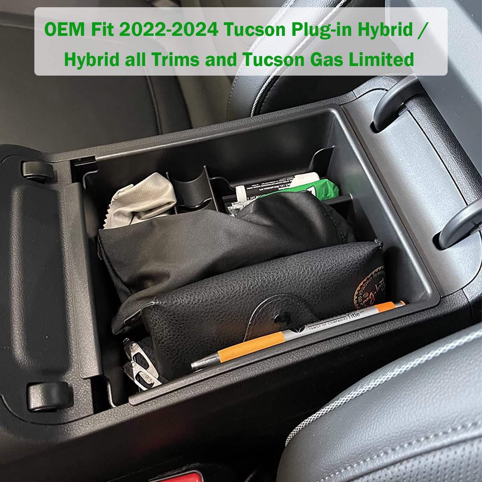 Tacorbo Center Console Organizer Compatible With Hyundai Tucson Limited/Hybrid Sel 2022 2023 2024 And Santa Cruz 2022 2023 2024