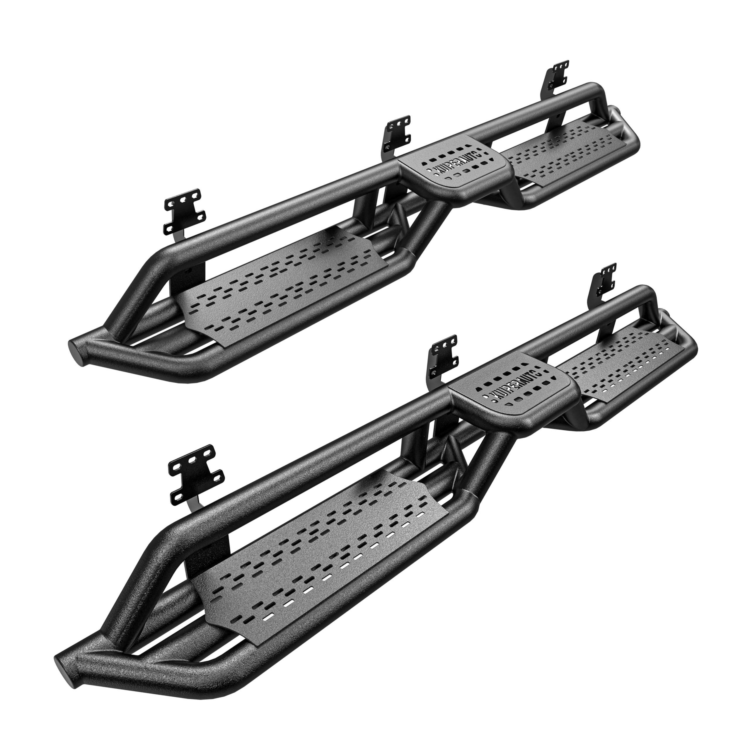 KUIPERAUTO 6 Running Boards Side Steps Rails Compatible for 2019-2024 Dodge Ram 1500 Crew Cab 4 Full Size Doors, Two-Stair Desig