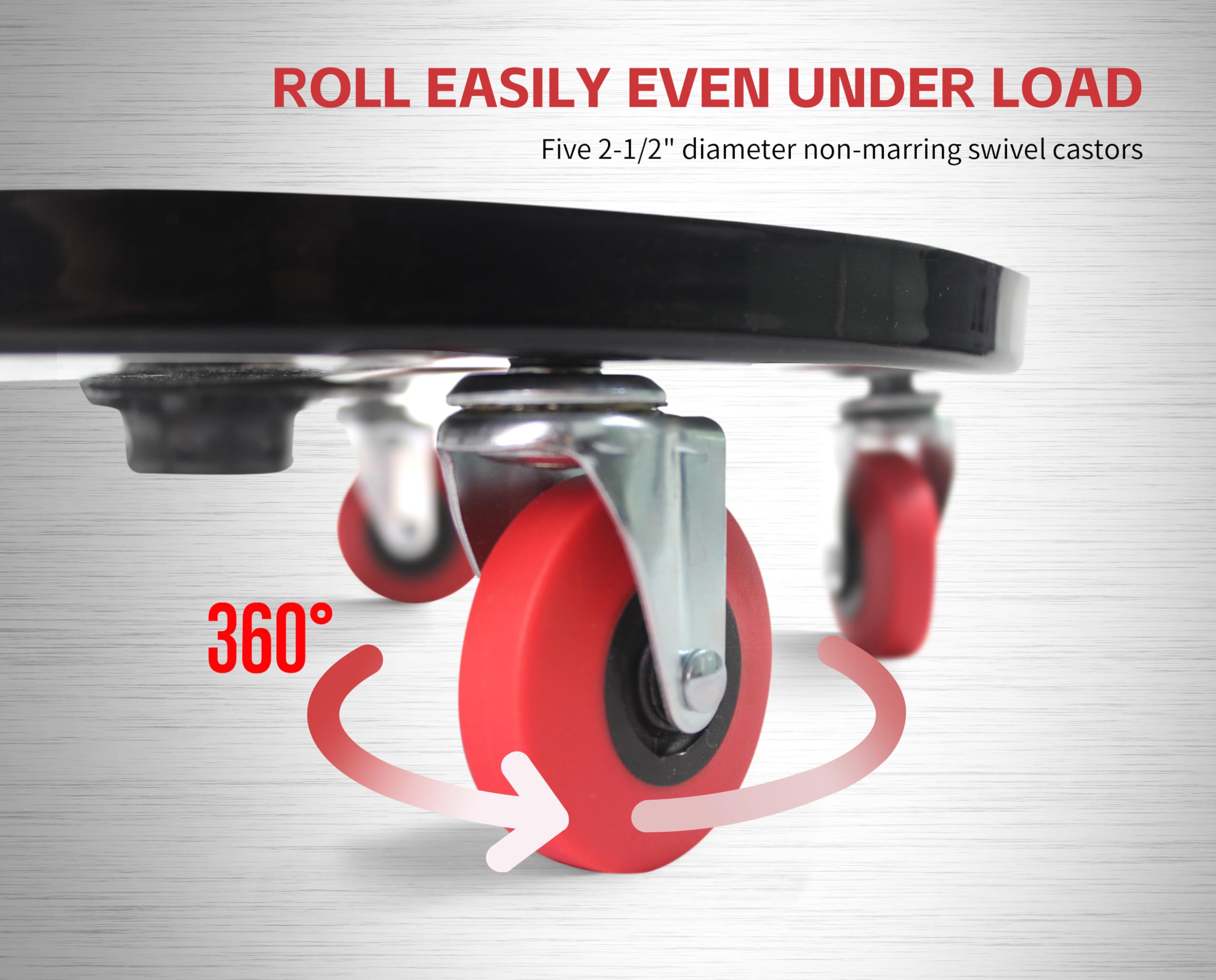 MaxWorks Pneumatic Roller Seat, Adjustable Height, 300 lb Capacity, Steel, Red and Black, Model 80771